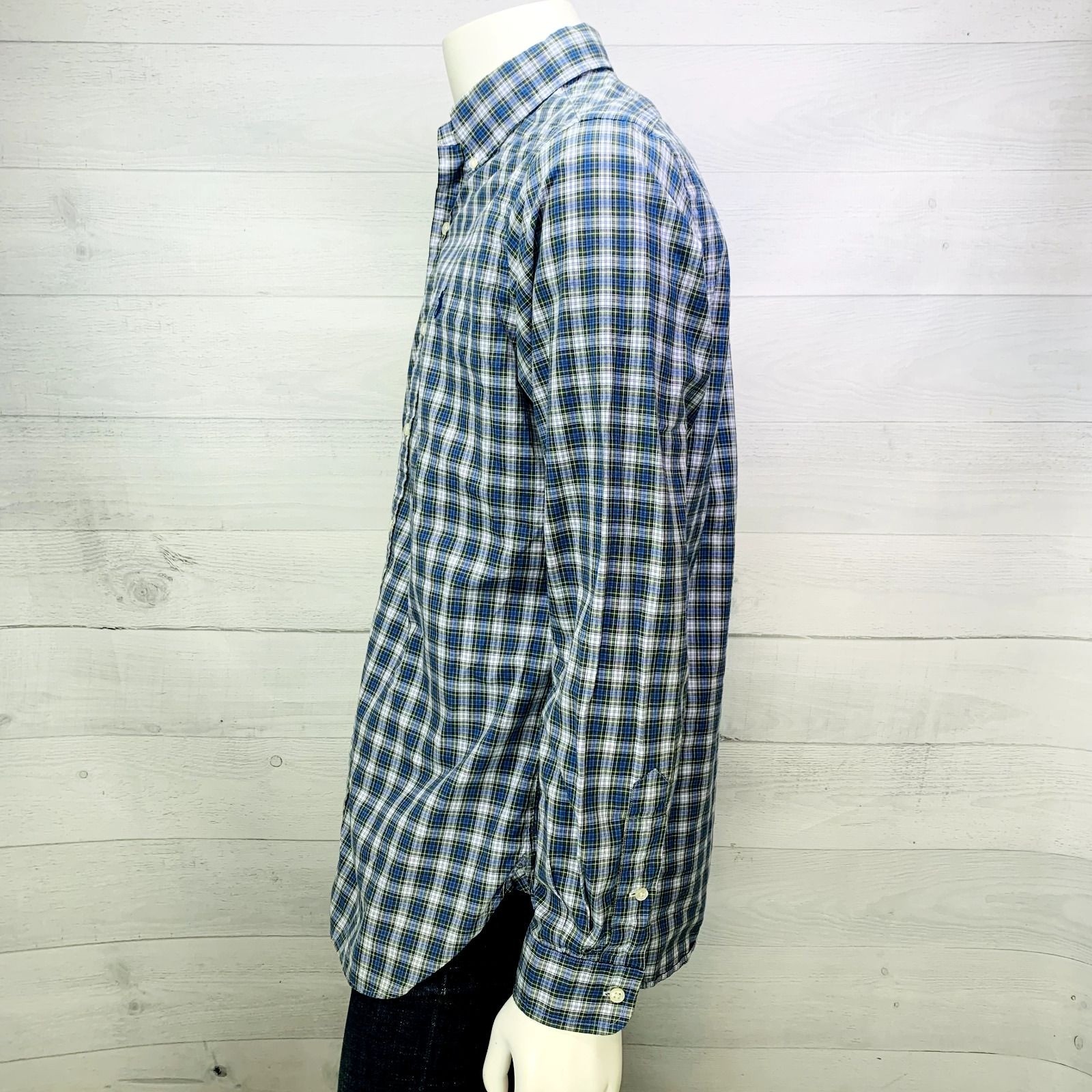 Ralph Lauren Mens Dress Shirt Button Down Blue Green Plaid Size 15.5 – 39 | M