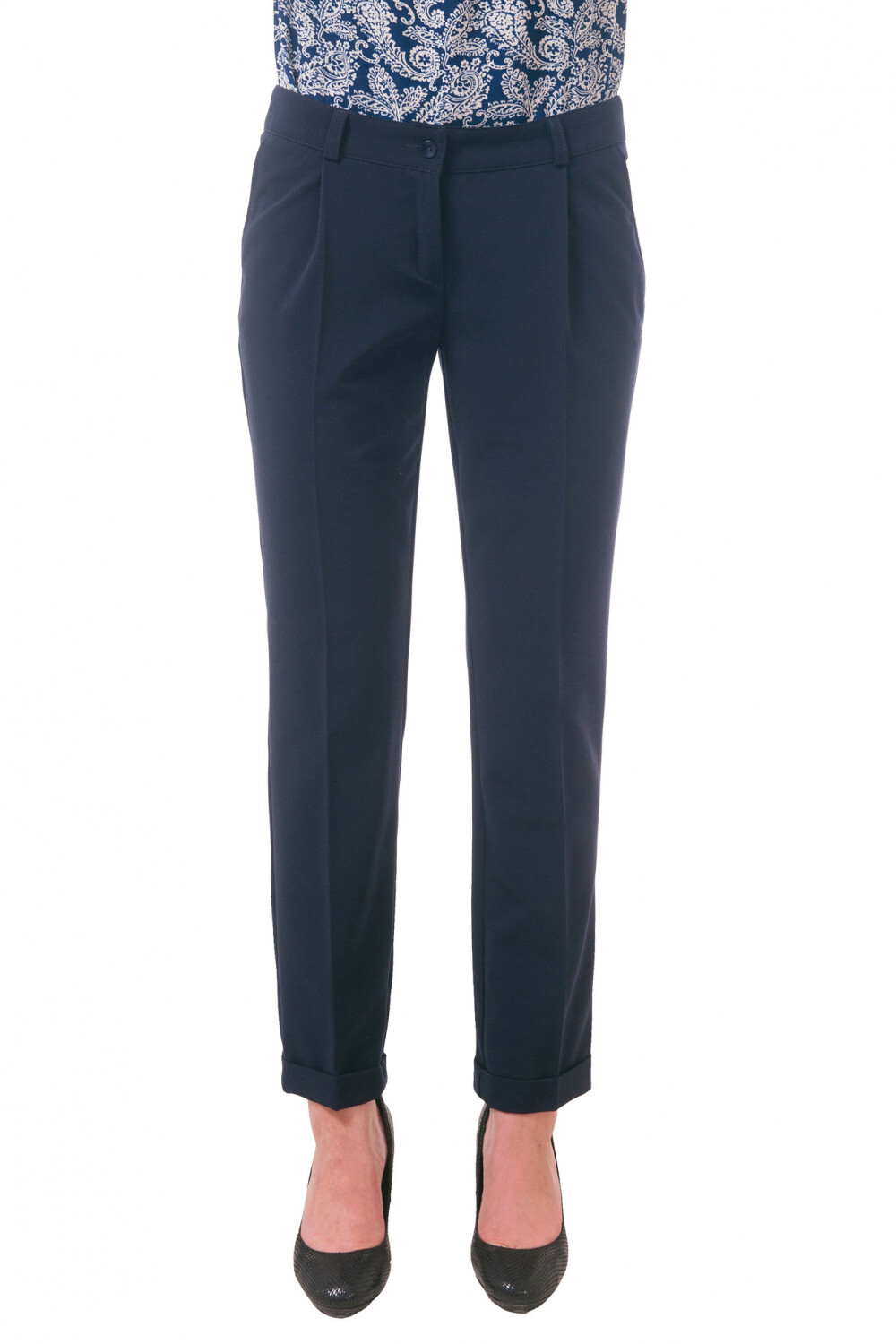 Tucks Cuffs Navy Blue Pants Size 0, 2 US Fashionable NEW High Quality