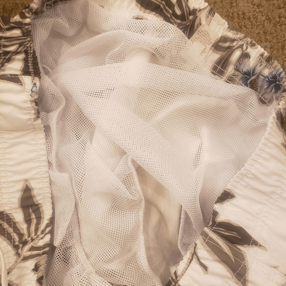 MERONA Men’s XL ( 38-42″) White/Moss Floral Brief Lined Trunks
