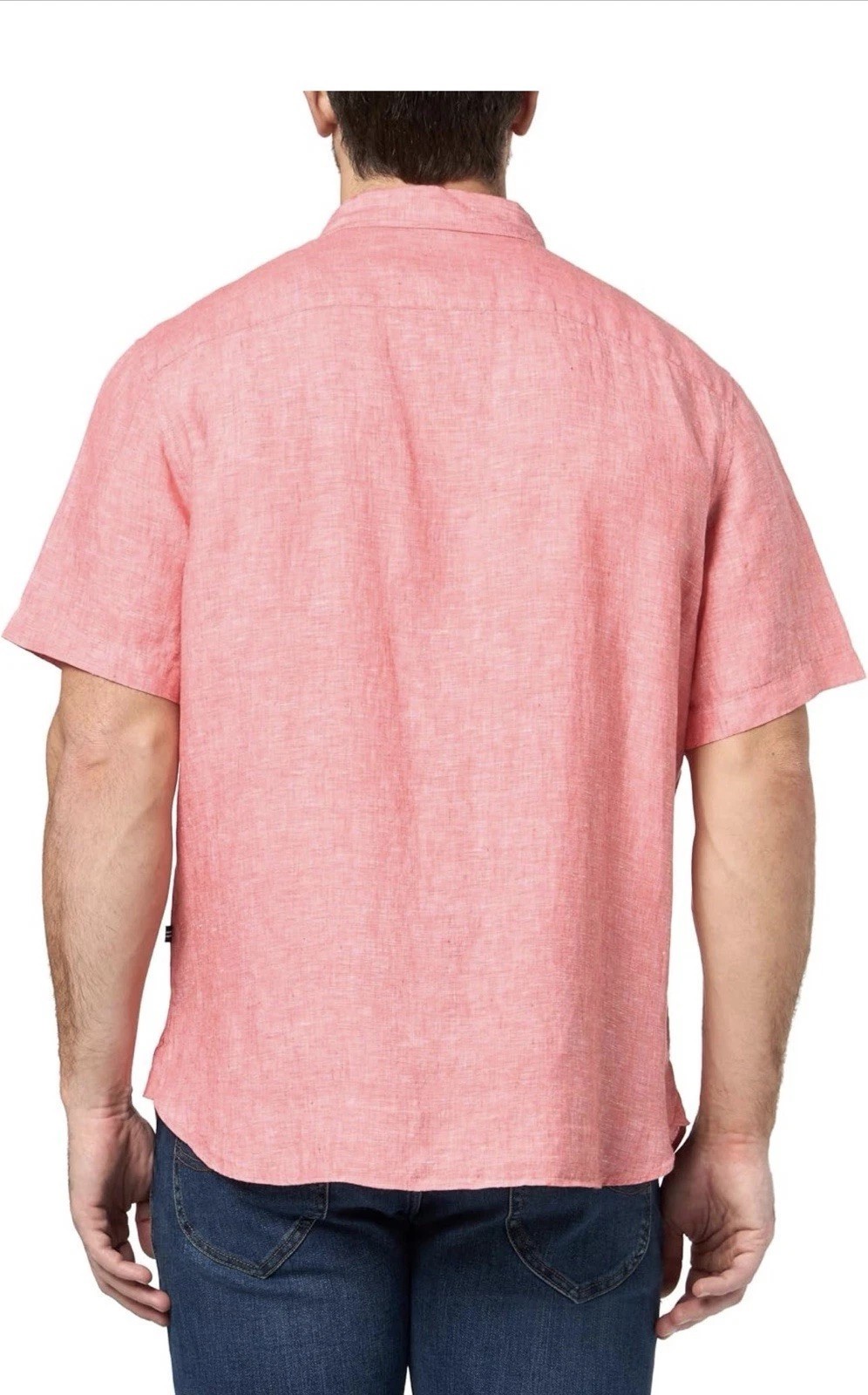 Nautica Men’s Short Sleeve Linen Shirt, Pink, US M