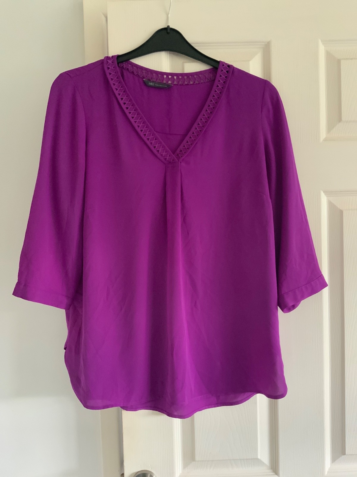 M&S bright violet chiffon blouse size 16 vgc
