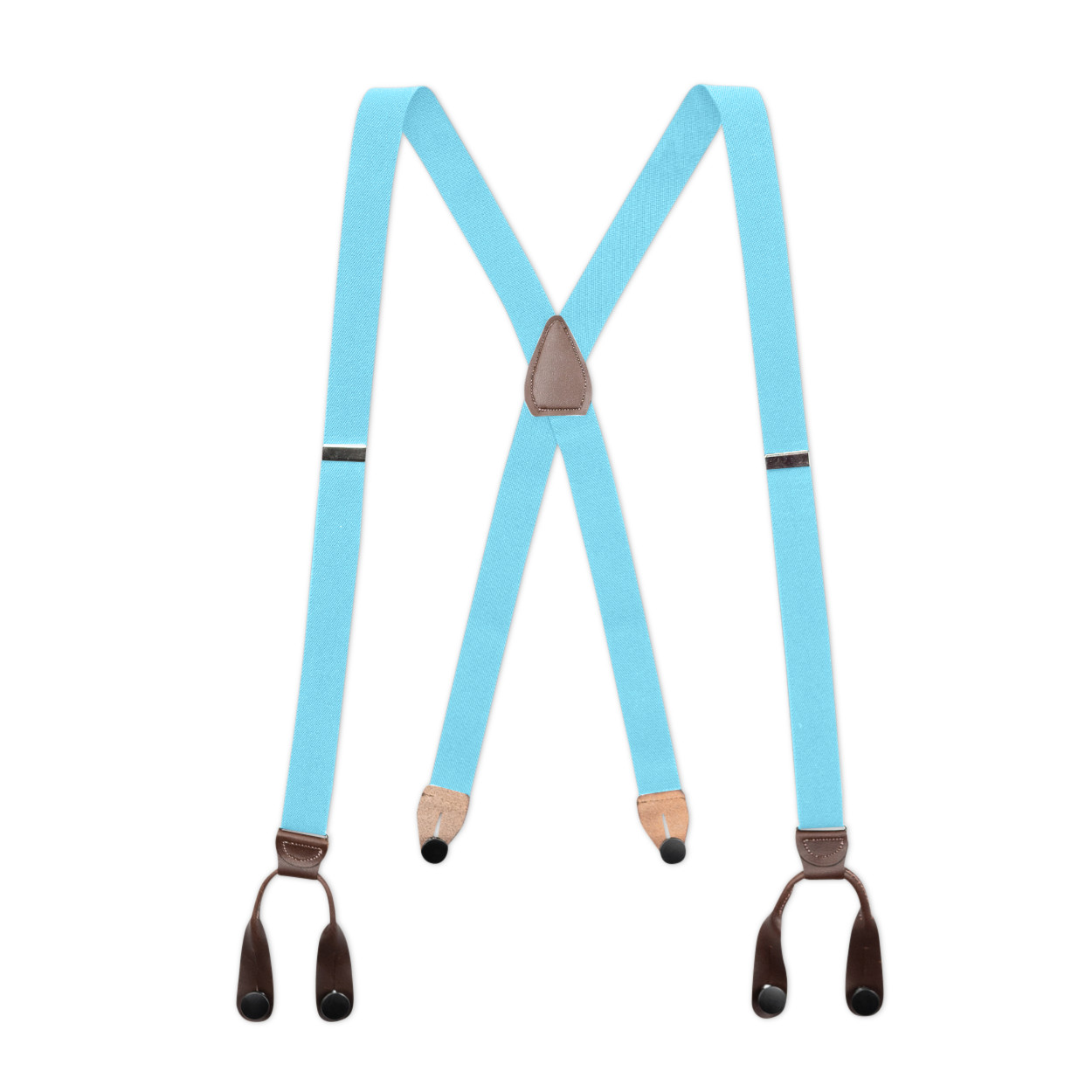 Men’s Suspenders – Button-On with Leather Ears and Goldtone Metal, USA Made