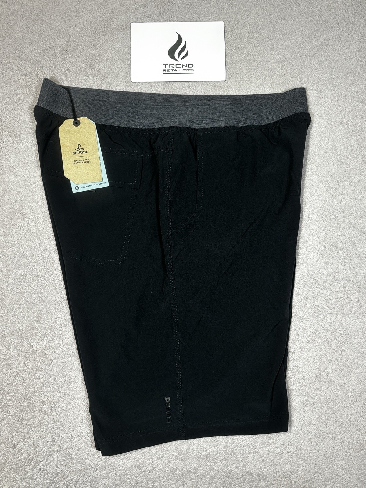 prAna Super Mojo II 10″ Inseam Quick Dry Performance Shorts Black Mens L 1963781