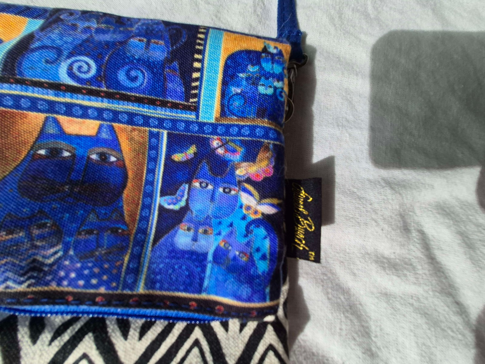 Laurel Burch FLAP CLUTCH Indigo Cats Butterflies Accents Bag Handbag 2015