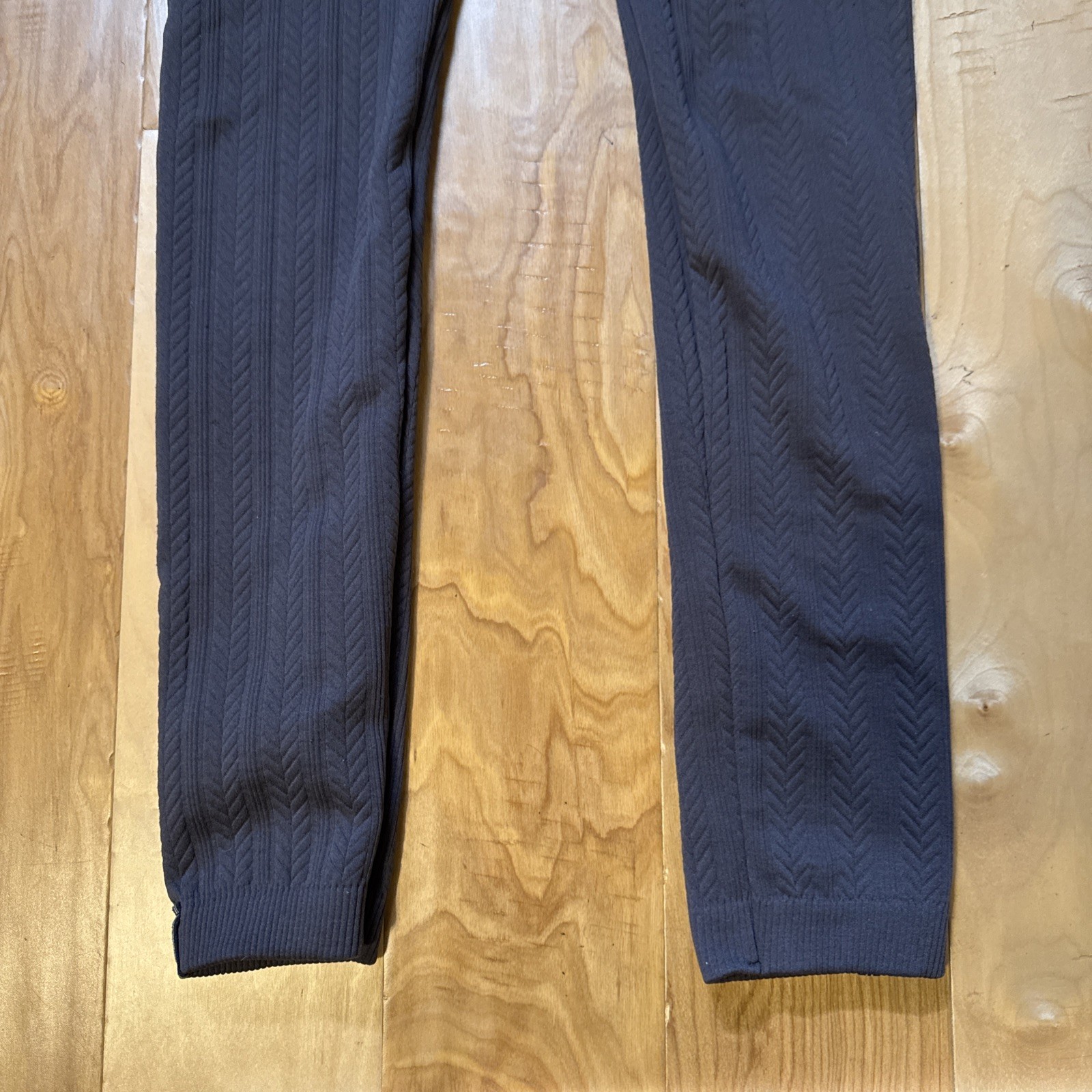 Nautica Womens Ribbed Cable Knit Fleece Lined Leggings S/M Gray EUC