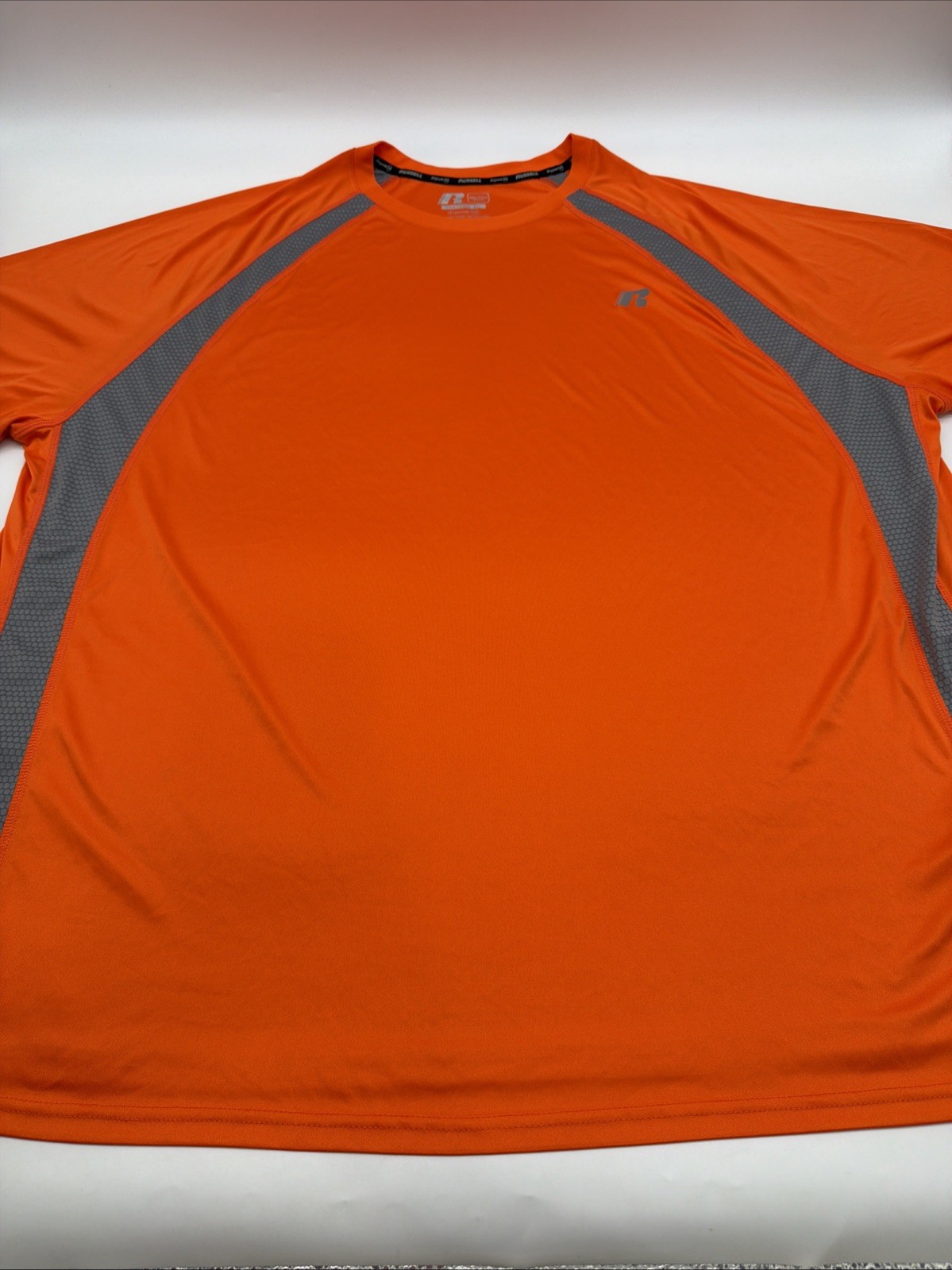 Russell Training Fit Dri-Power 360 T-shirt Men 5XL Orange & Gray Logo.#47854