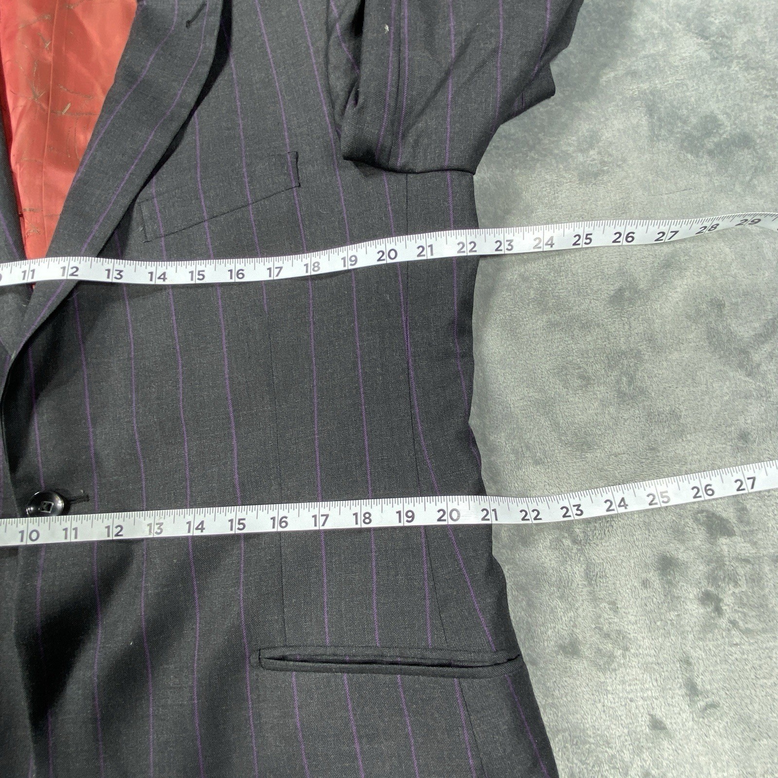 Tiglio Rosso 3 Piece Suit 36L Striped 150s Wool Blazer Vest Pleat Pants Italy