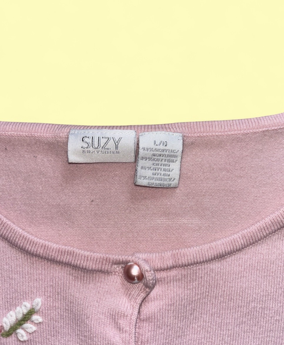 Light Pink Embroidered Suzy Shier Cardigan – Size L