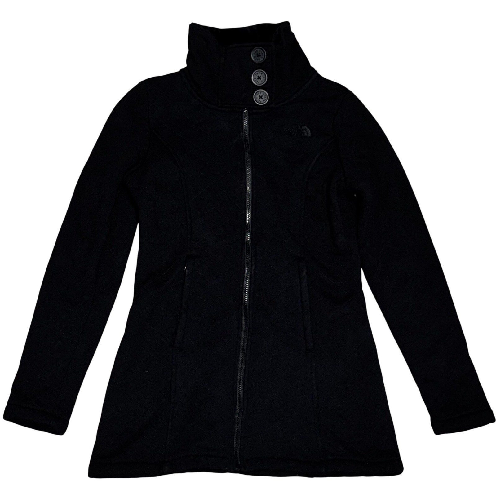 The North Face Caroluna Quilted Fleece Jacket Womens Small Black EUC