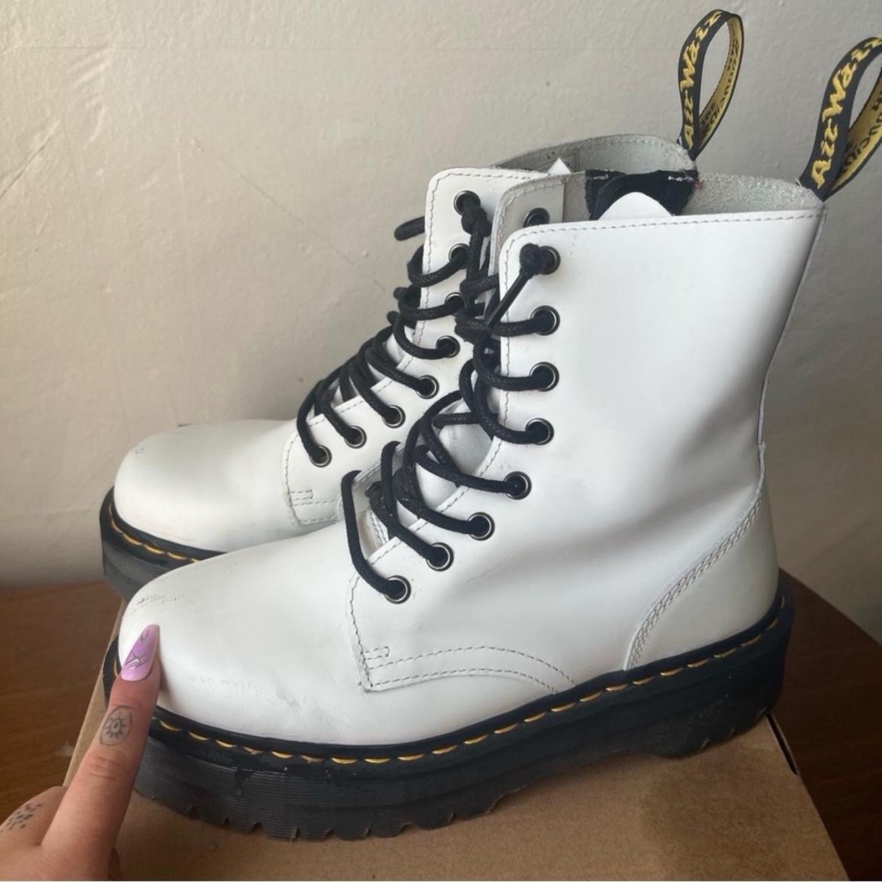 Dr. Martens Jadon White Leather Platform Ankle Lace-Up Boots US 7 EU 39