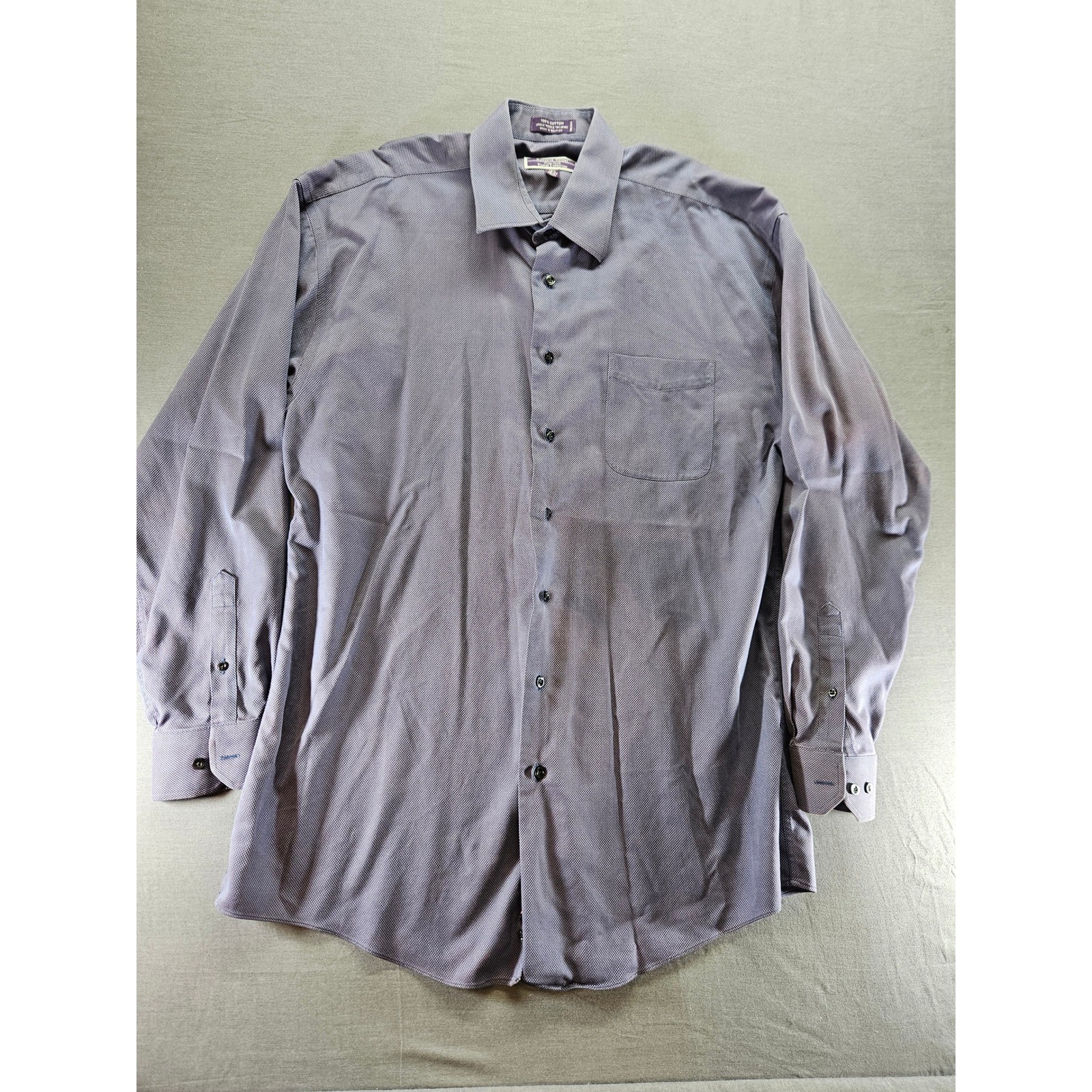 Roberto Villini Mens Purple Non-Iron Cotton Dress Shirt 16.5 36-37 Tall
