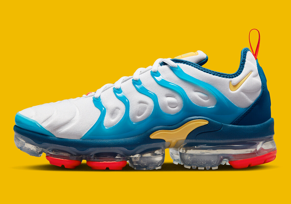 Nike Air Vapormax Plus White Industrial Blue Citron Red FJ3999-100 Men’s