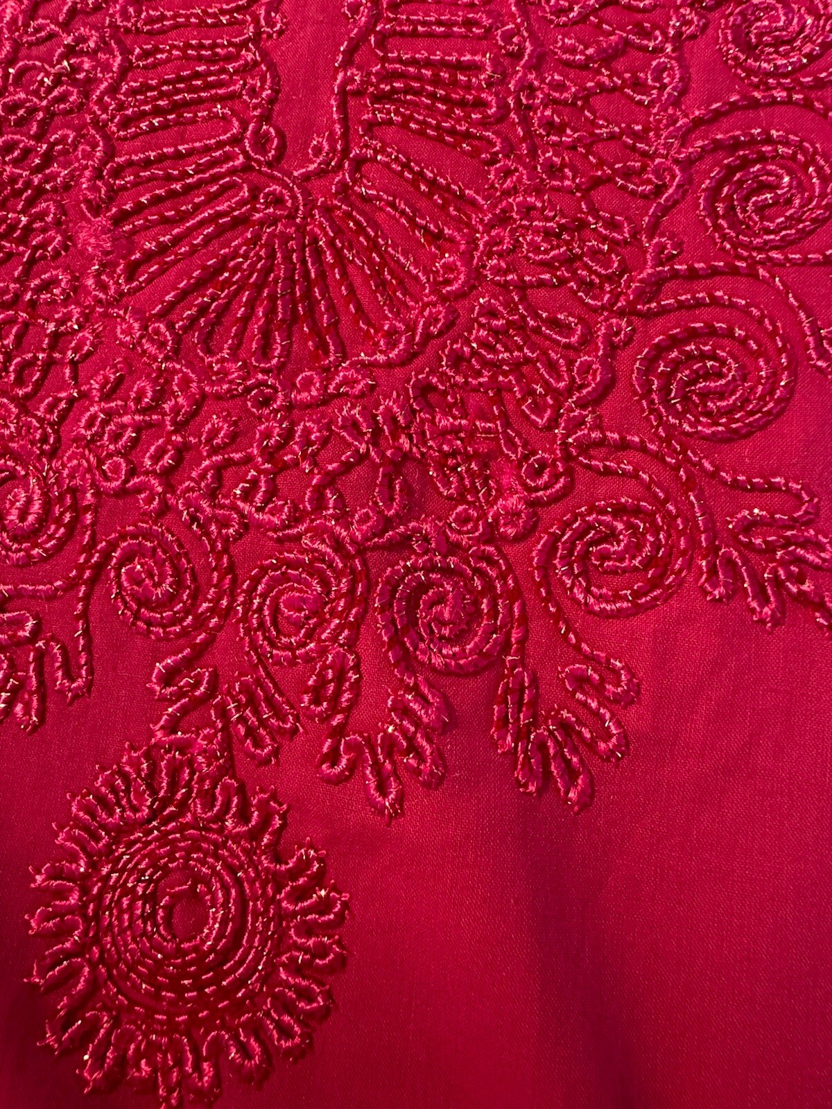 Womens Pink Embroidered S Sleeve Long Cotton Blend Caftan Sz S-M Pre-owned