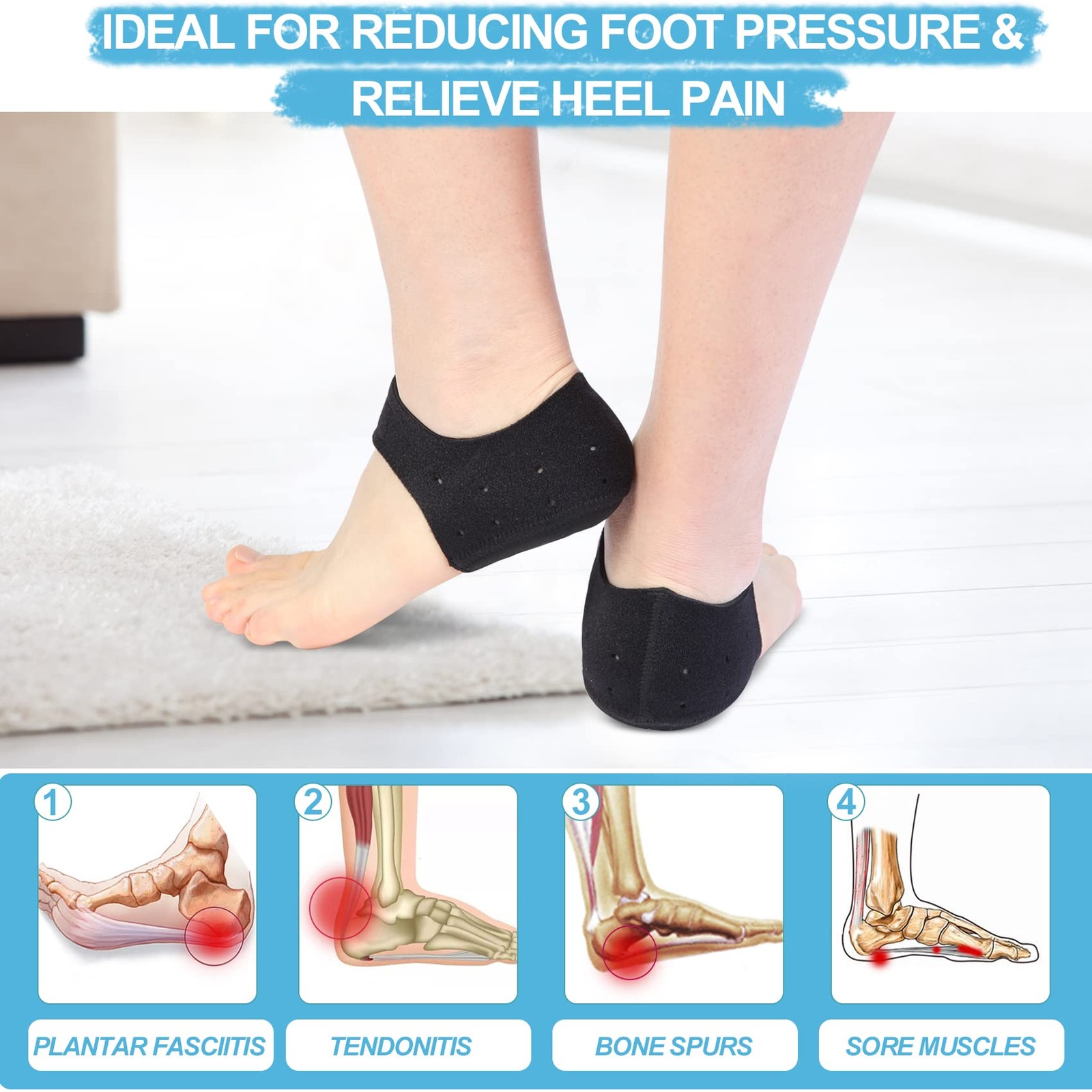 Thicker Heel Cushion Cups for Heel Pain Relief, Plantar Fasciitis & Heel Spur…