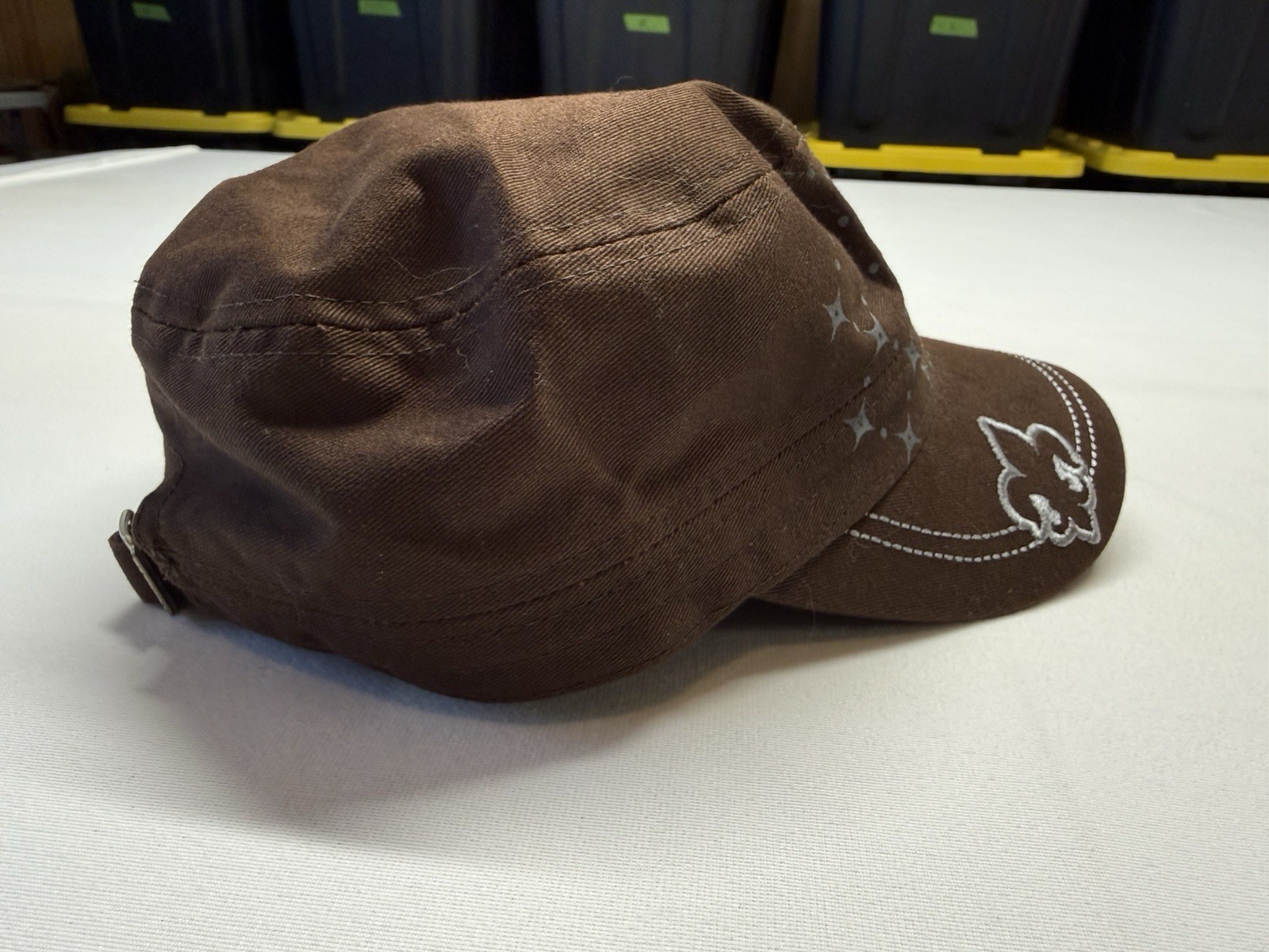 Kbethos Women’s Bling Cross Rhinestone Cadet Cap Brown Adjustable