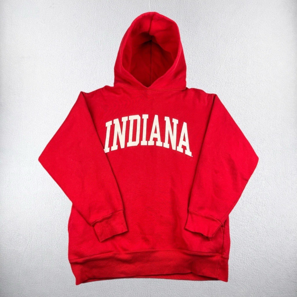 Vintage Indiana Hoodie Mens Medium Red Collegiate Pullover USA Cotton Exchange