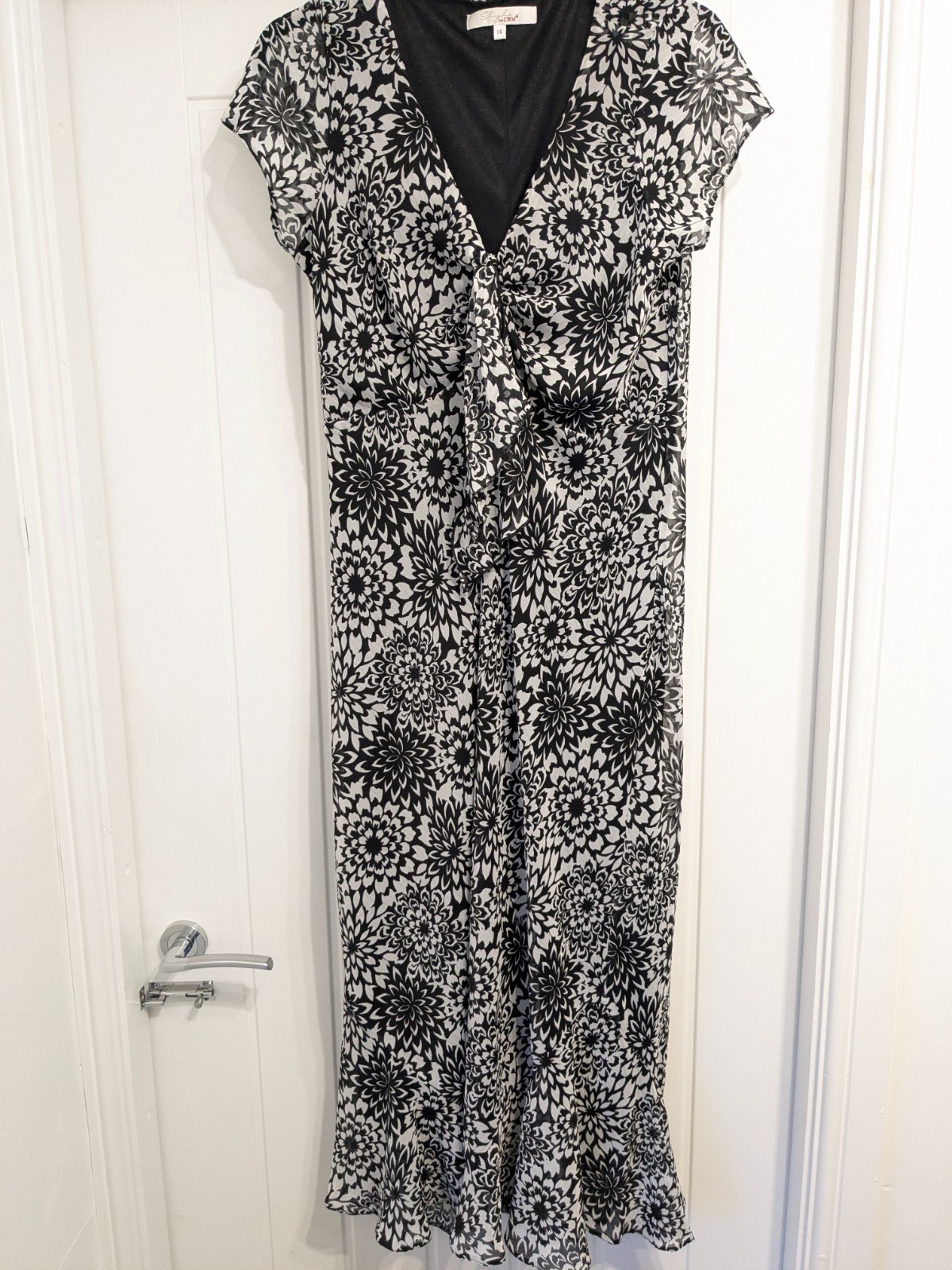 EMW dress, size 16, black and grey dress, lined dress, midi dress, spring summer