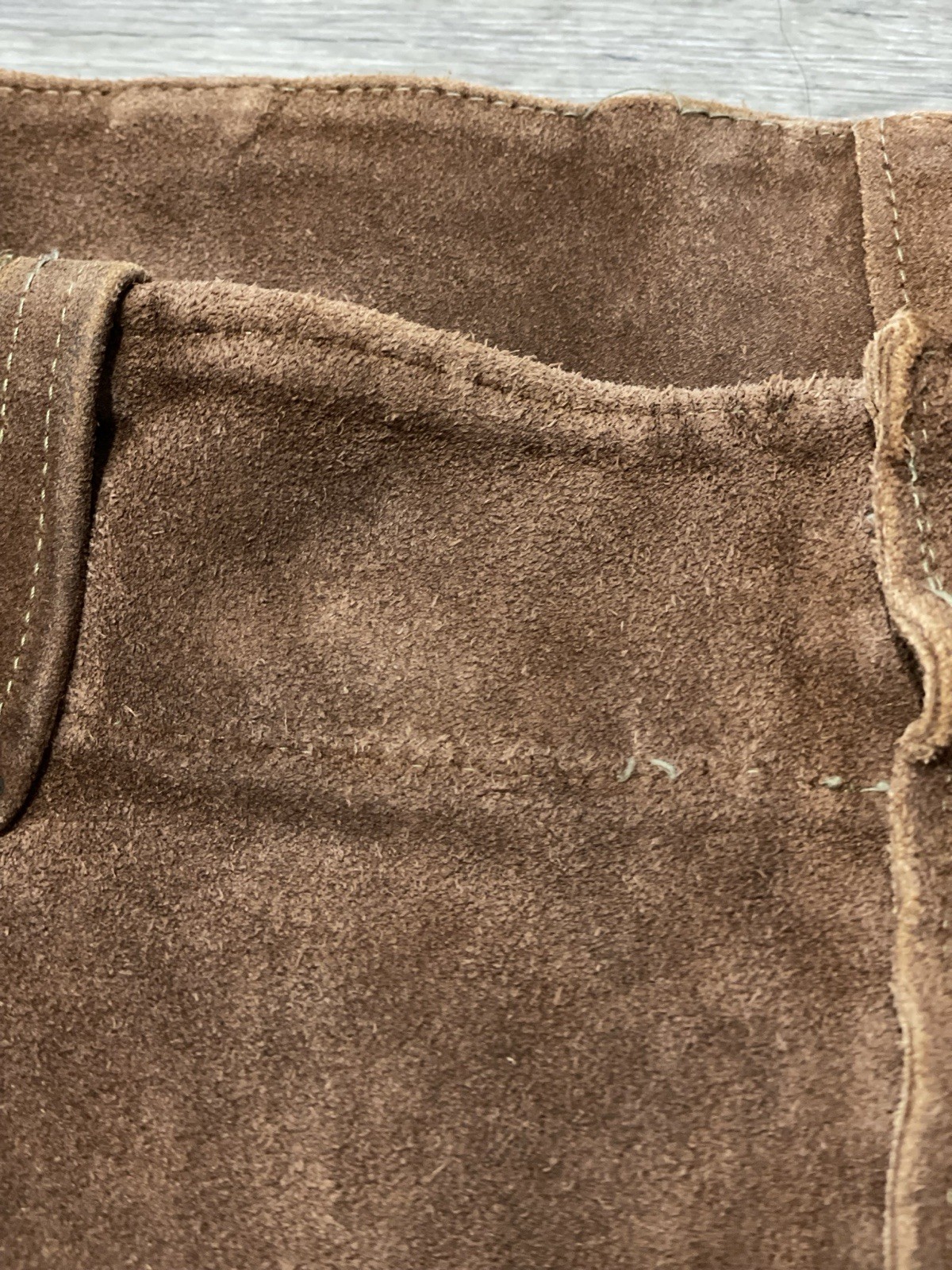Vintage 1960s 1970s Brown Leather Pants Snap Fly 26” Waist Western Suede Native