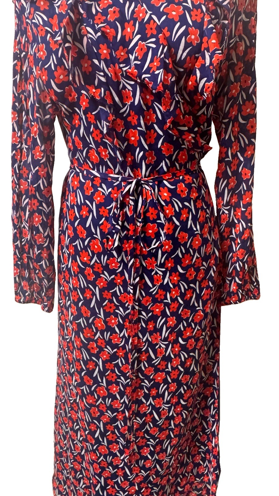 Escada Sport “Dyby” Floral Ruffle Wrap Dress Whimsygoth academia size 38 / med