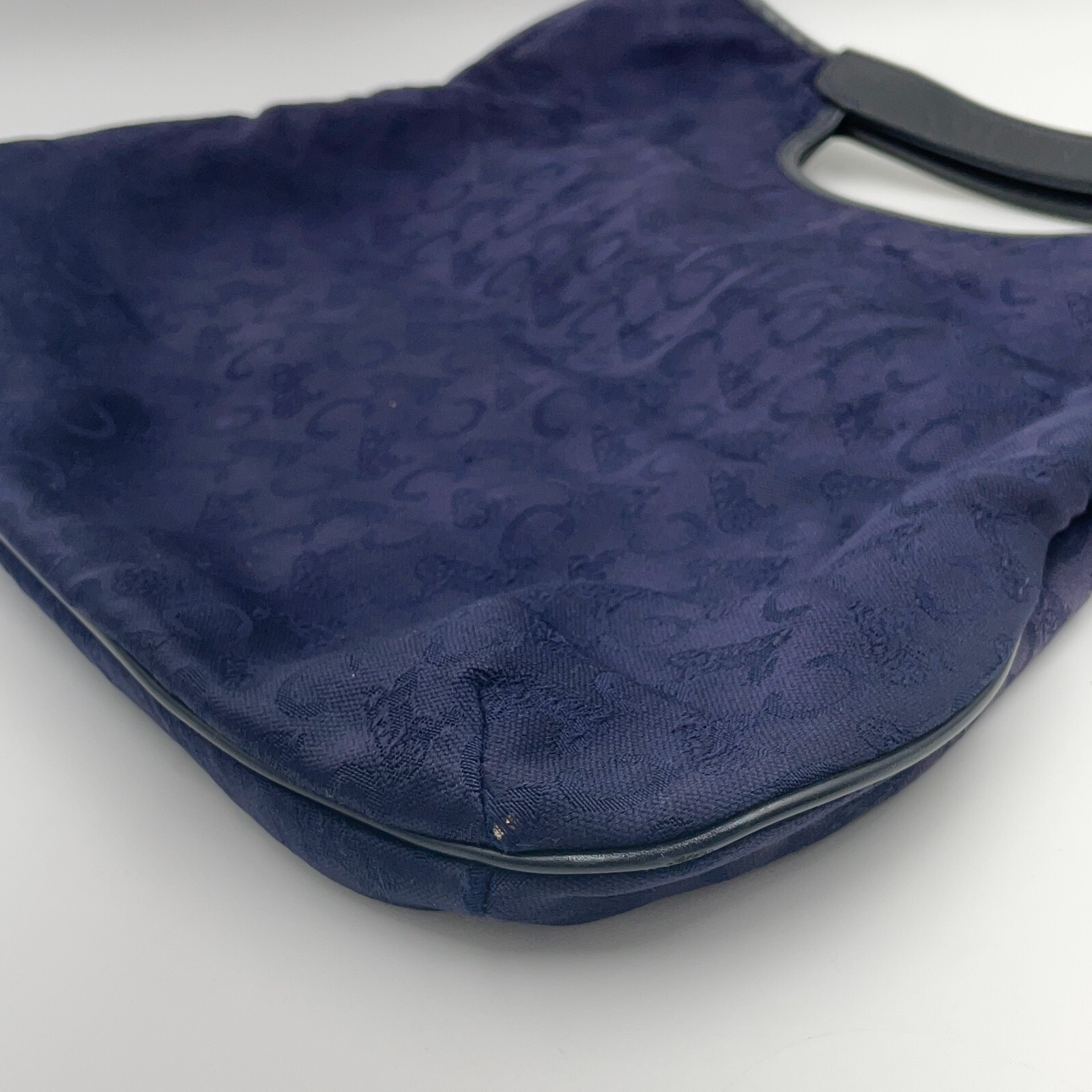 CELINE C Macadam Canvas Hand Bag Navy Auth Japan Vintage 714