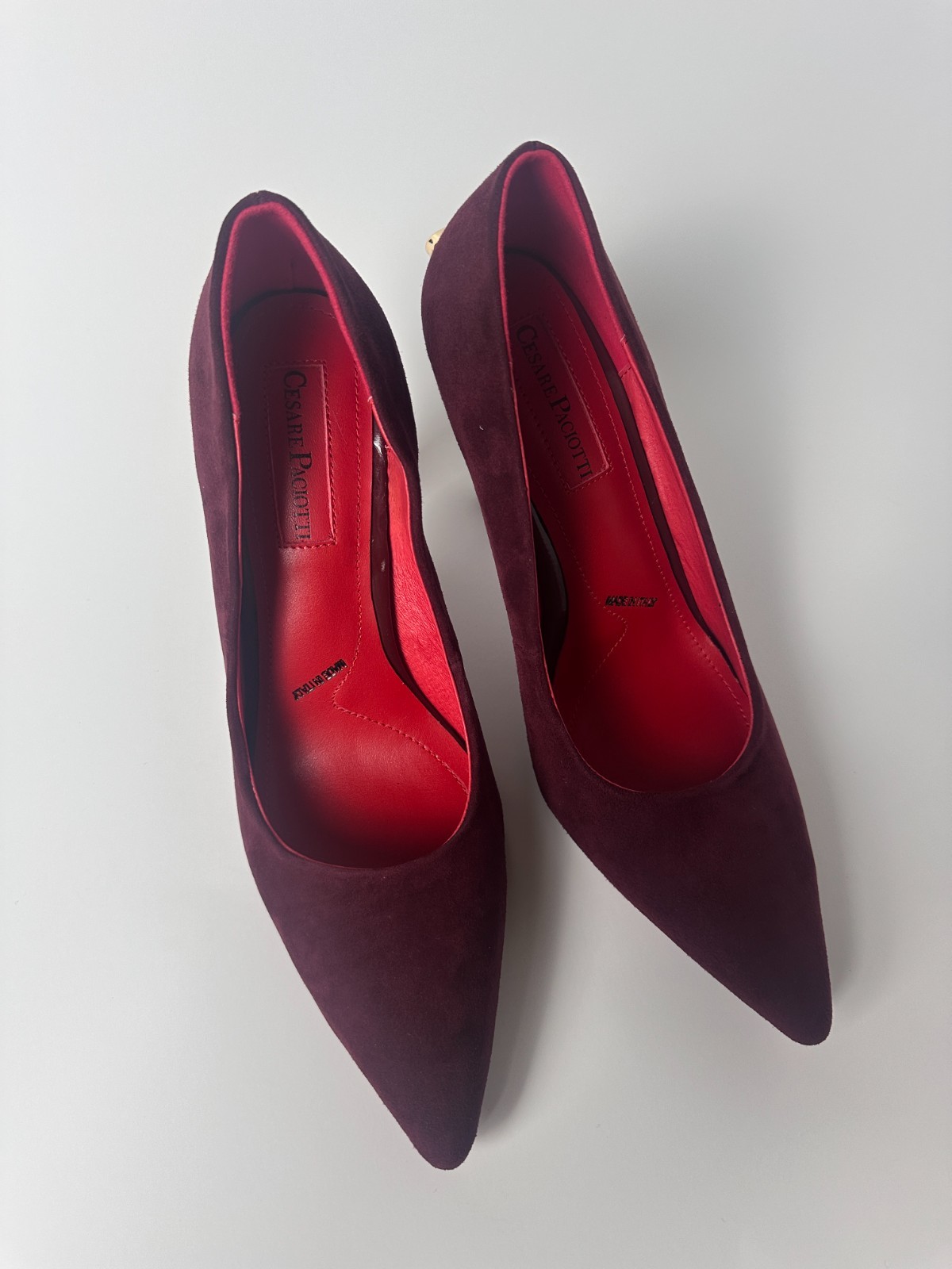 Cesare Paciotti Burgundy Red Dagger Heels EU 39 Gold Swords (Read Description)