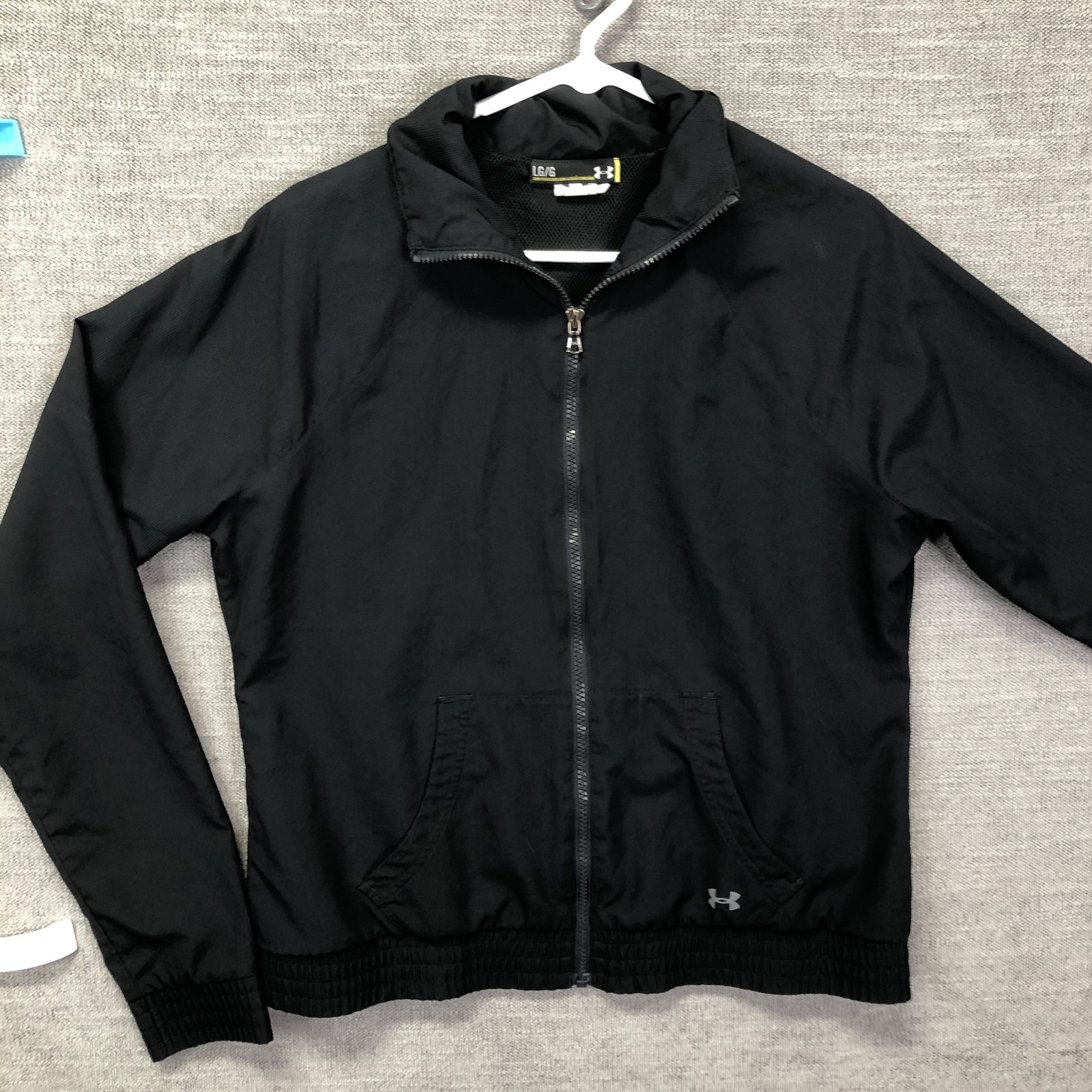 Under Armour Jacket Womens Large Black Full Zip Golf Windbreaker Lightweight