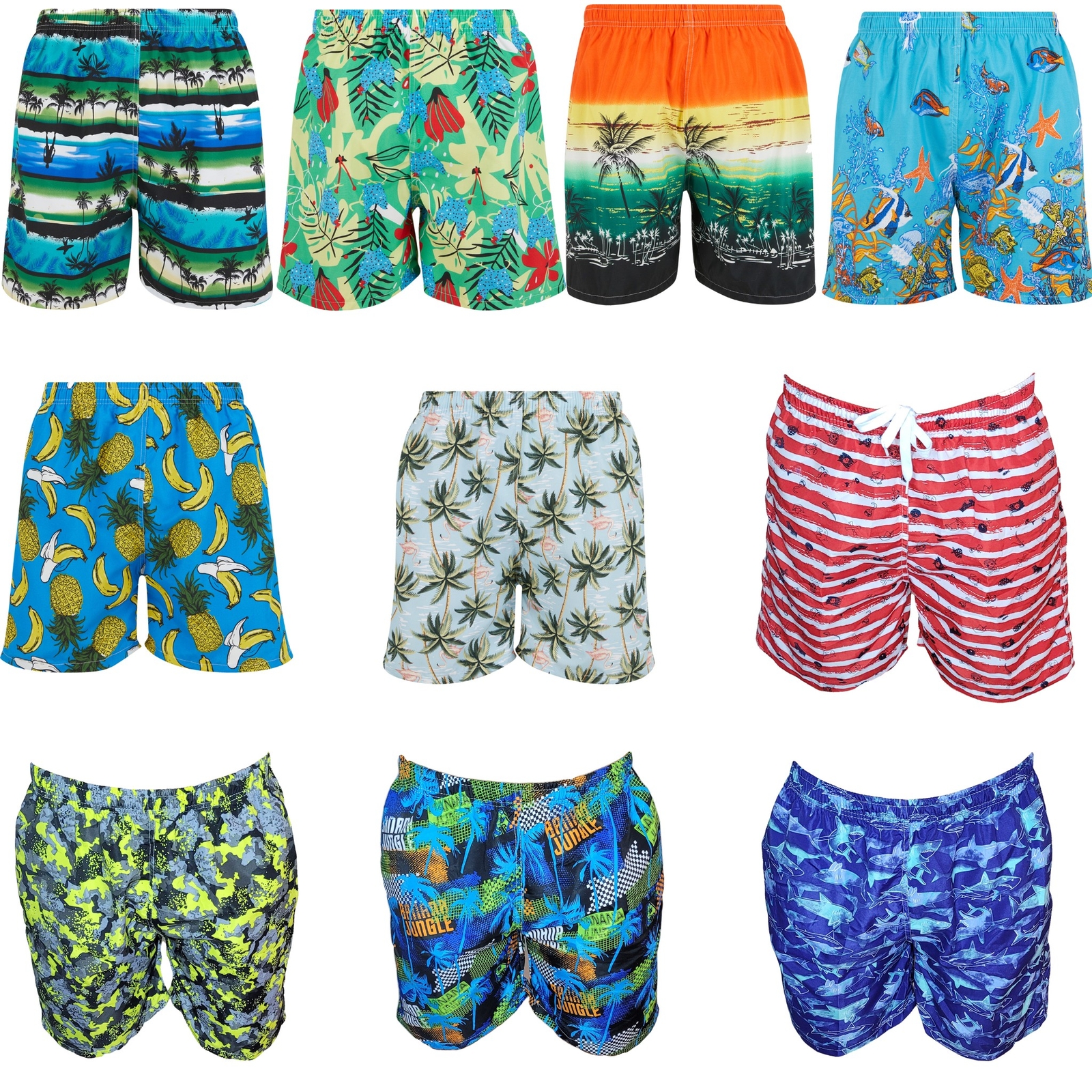 Men Swim Trunks Swimming Beach Shorts Board Bathing Suit w/ Lining, 2 Pockets
