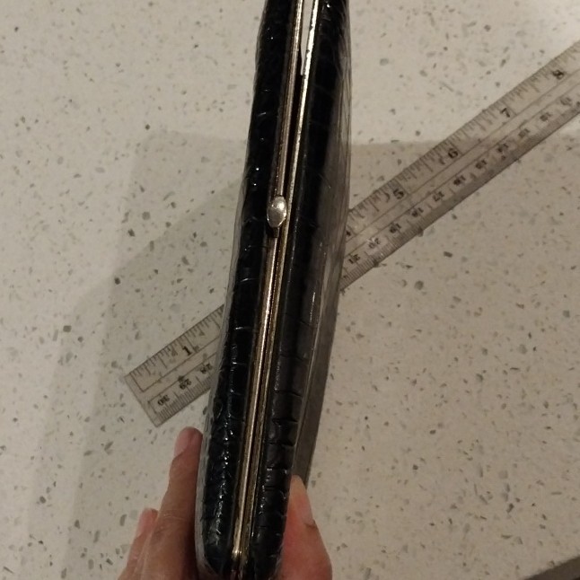Abas full frame clutch wallet black and gold
