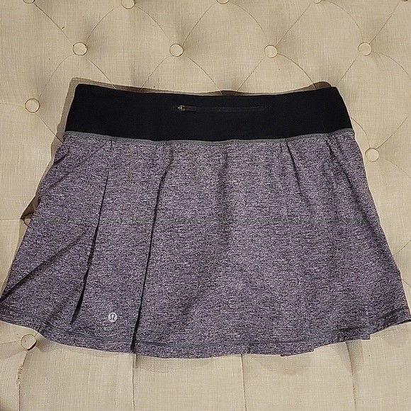 Lululemon Pace Rival tennis skirt heathered grey black skort sz 8 tall no panel