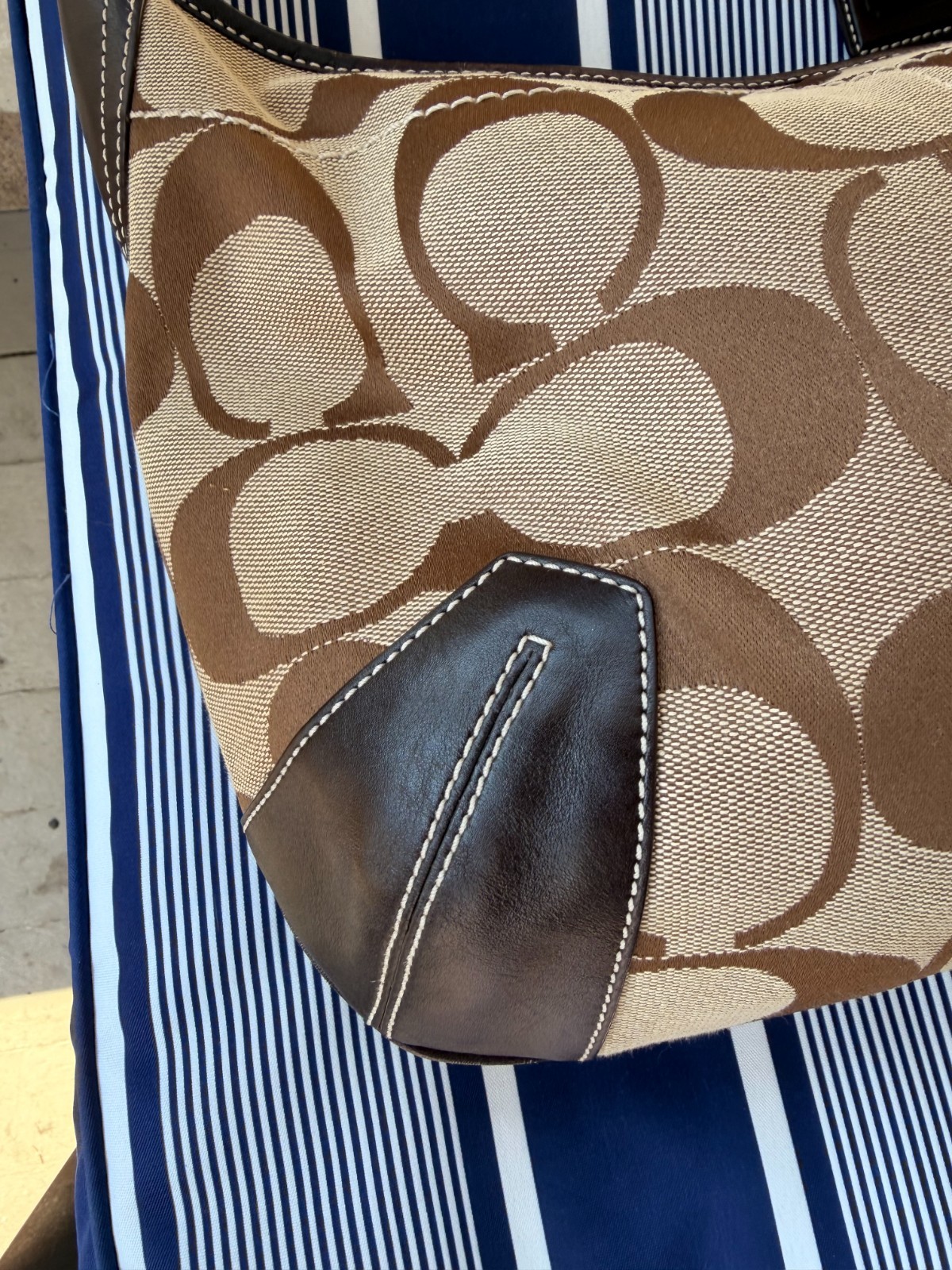 Coach 2007 Y2K Ergo Signature Brown Canvas and Leather Hobo Bag 11290