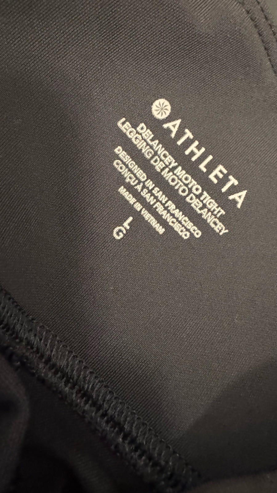 ATHLETA Delancey Zip Ankle Moto Tight Black Size Large