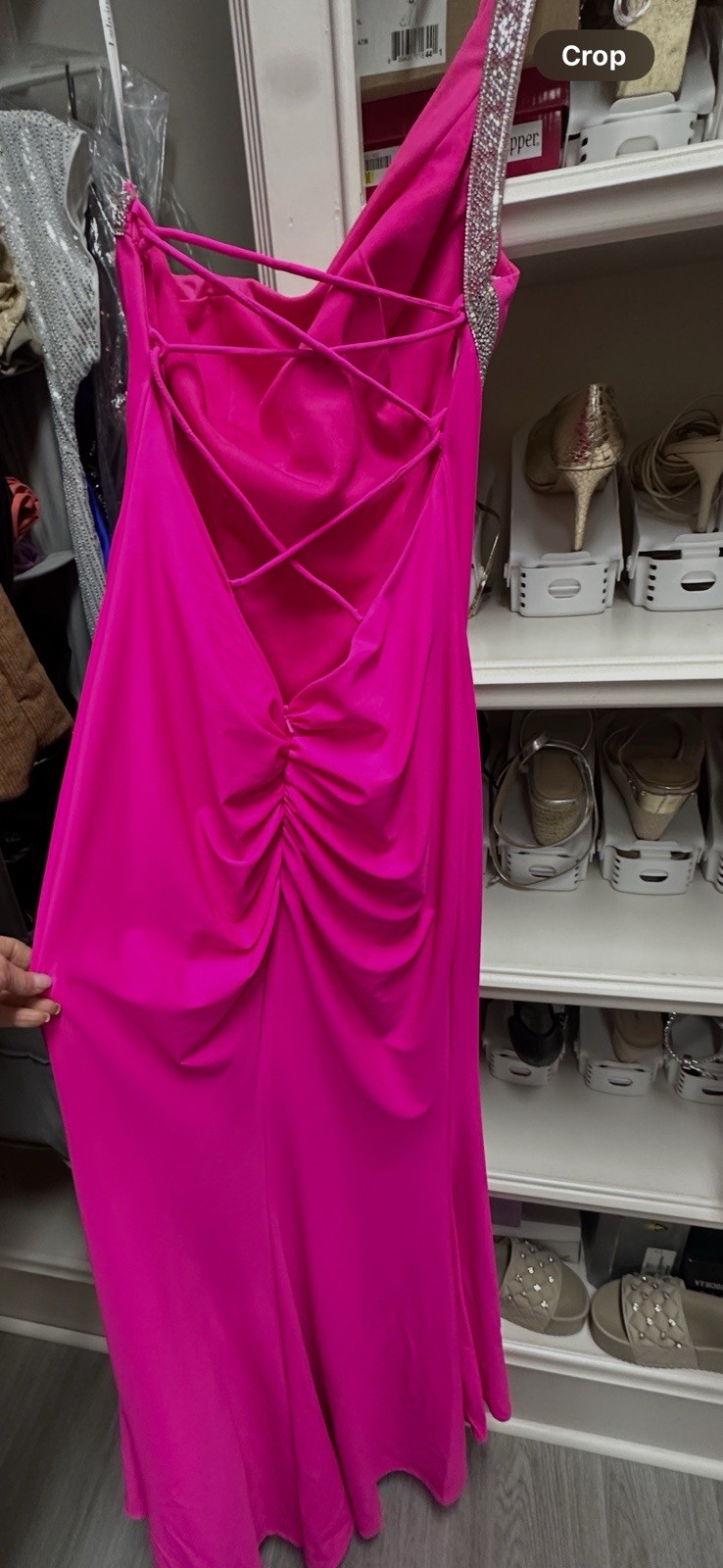 Ladivine by Cinderella Divine Pink Sequin One Shoulder Maxi Dress Size 6