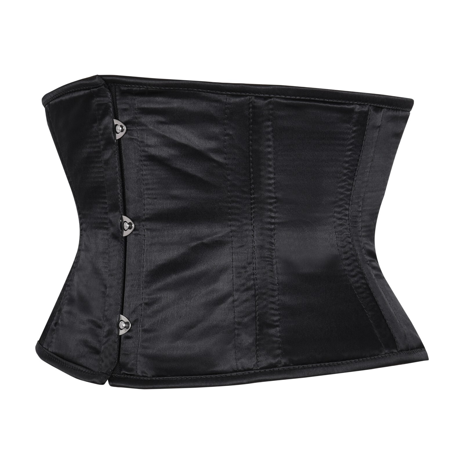 Heavy Duty Double Steel Boned Satin Waist Trainer Black Under bust Corset