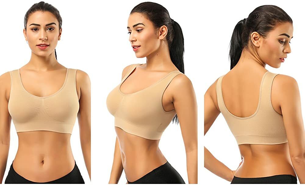 2 Pack Seamless Removable Pads Sleep Bras Yoga Bra Comfort Sports Bras for Women