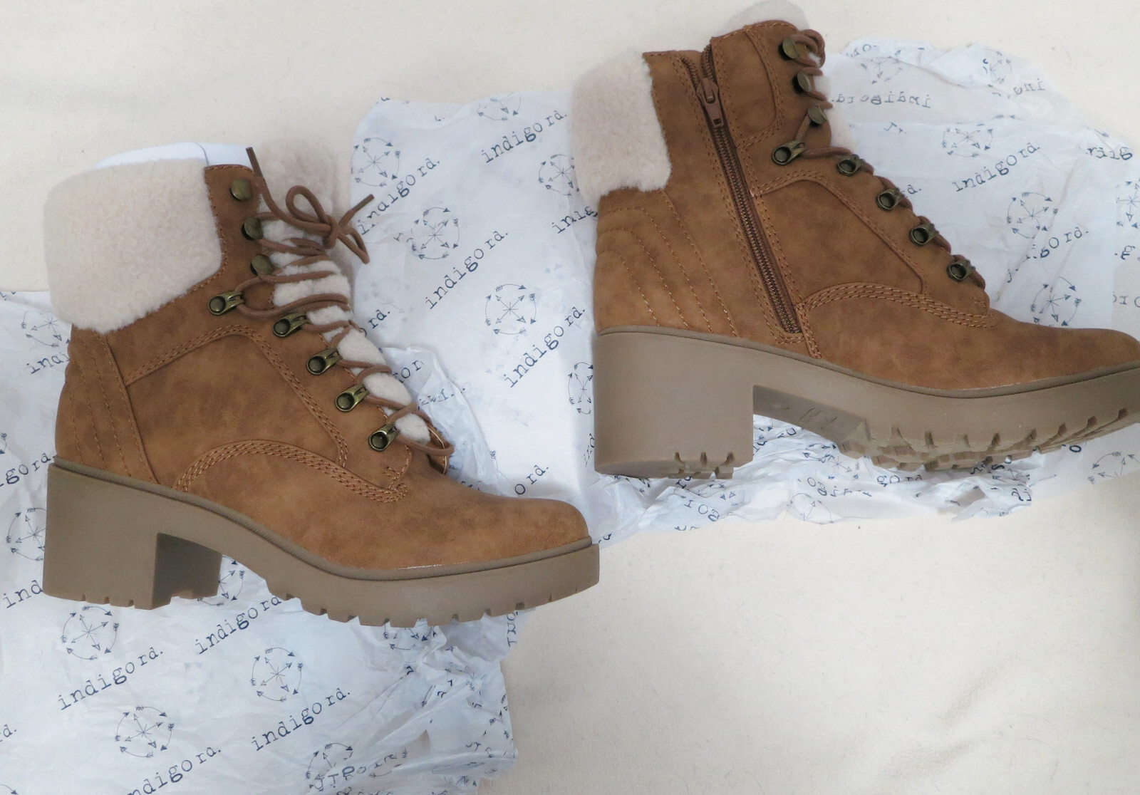 Honey Boots Indigo Rd. Brown Suede Ivory Sherpa Mallory Boots Women’s Size 10 M