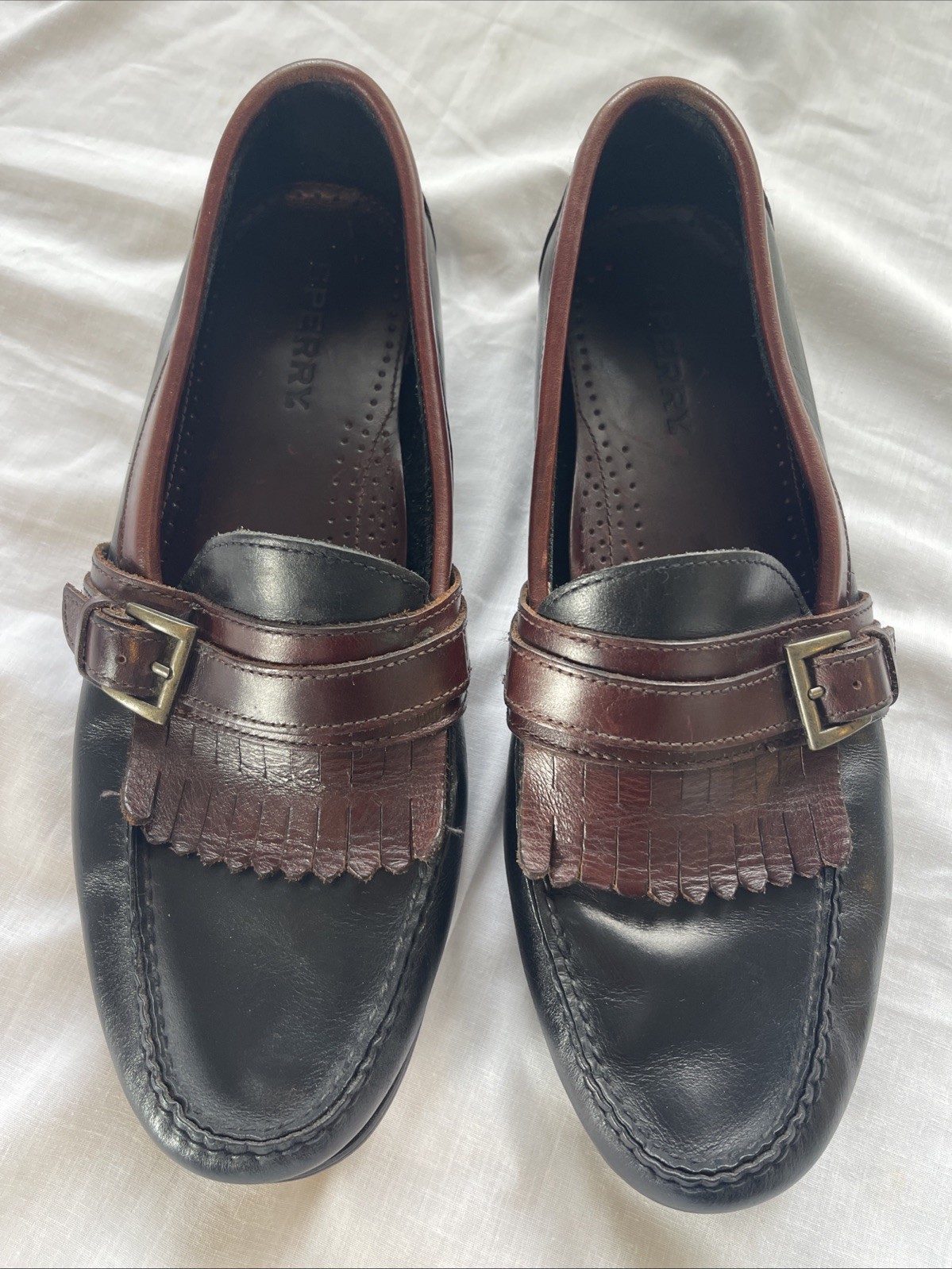 Sperry Top-Sider Tremont Loafers Shoes Mens Size 12 Black Brown Leather Kiltie