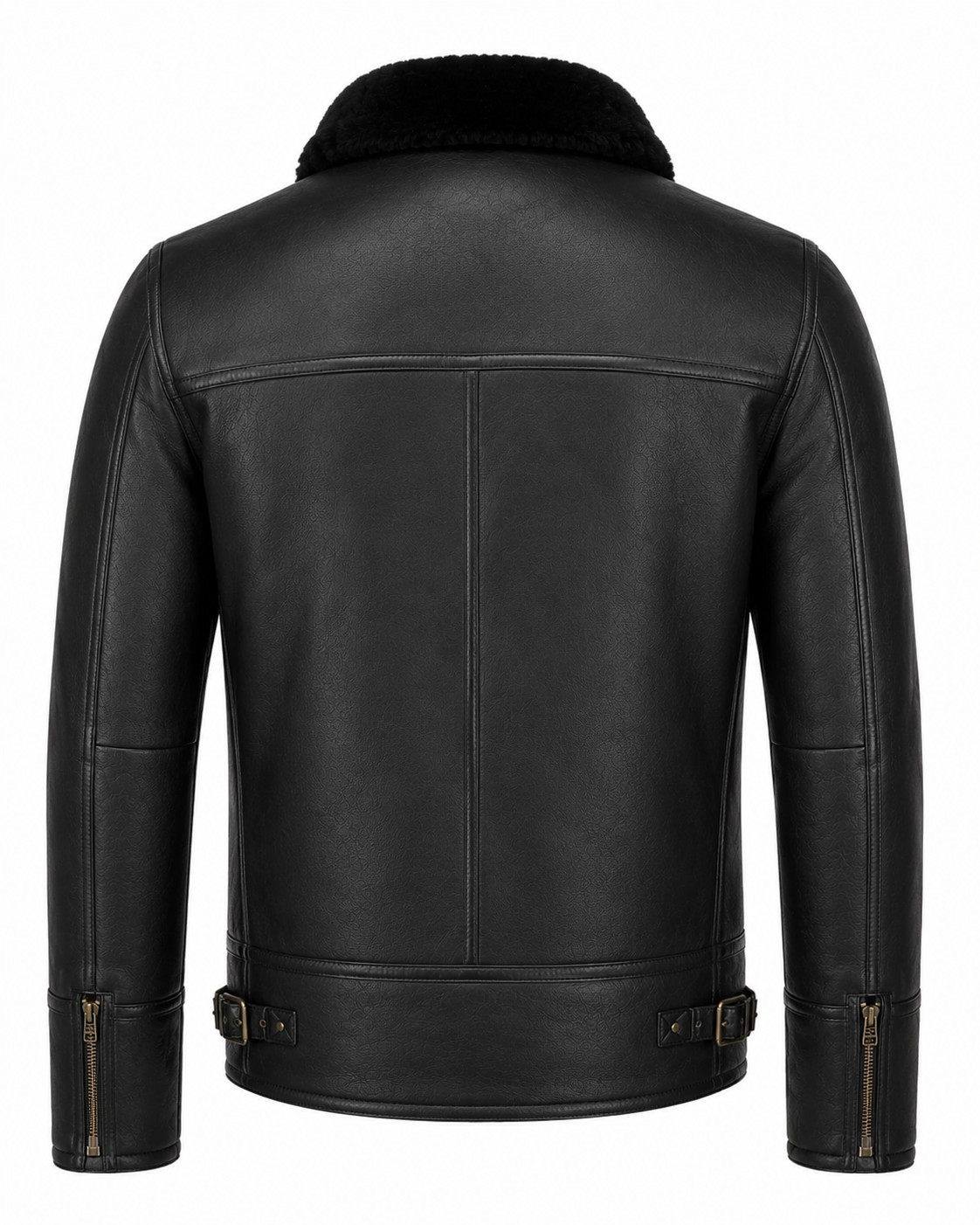 Men’s B3 Black Fur Shearling Sheepskin Leather Jacket Bomber Pilot RAF coats