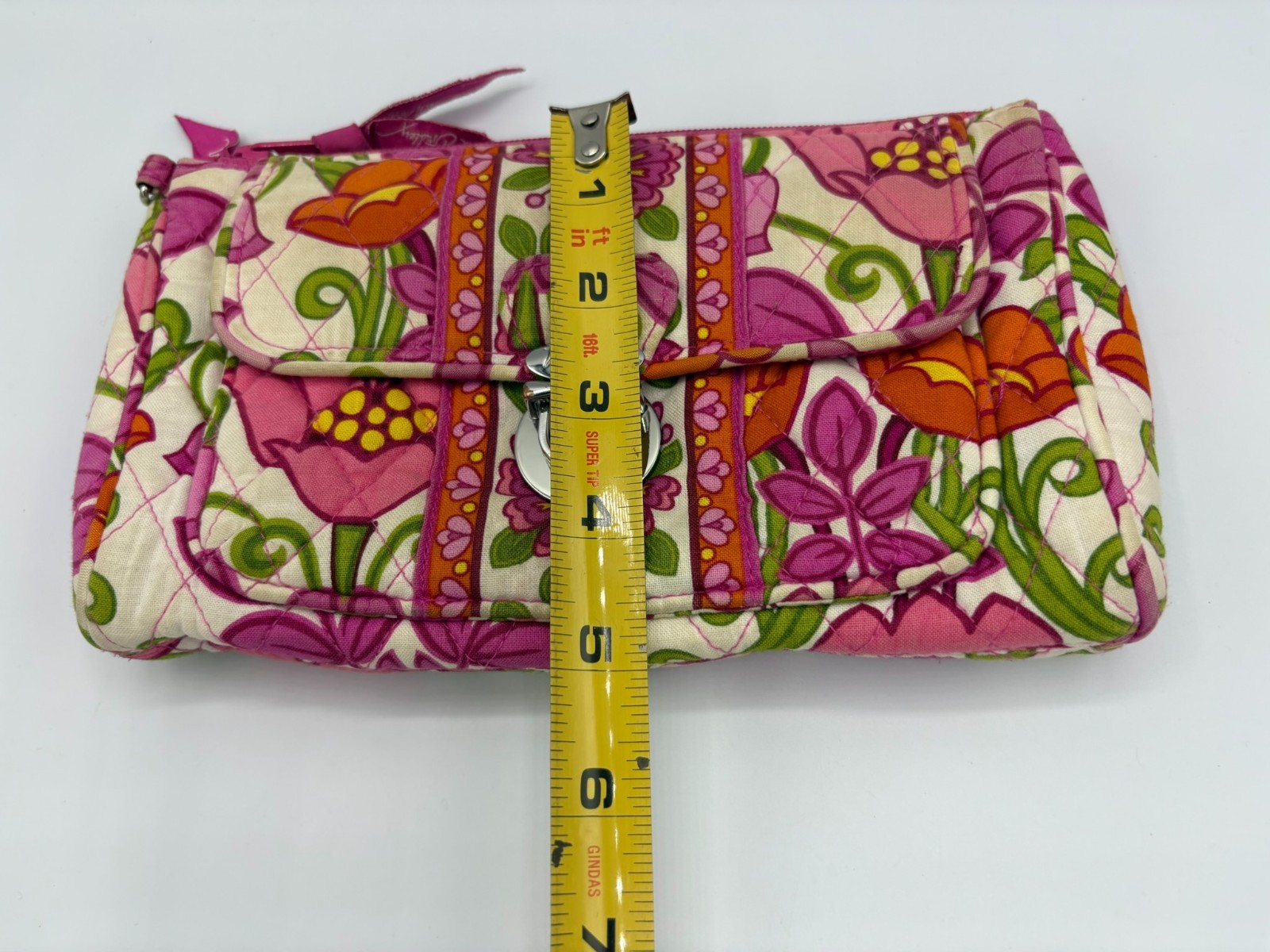Vera Bradley Lilli Bell Push Lock Wristlet Wallet Purse Pink Floral Retired FLAW