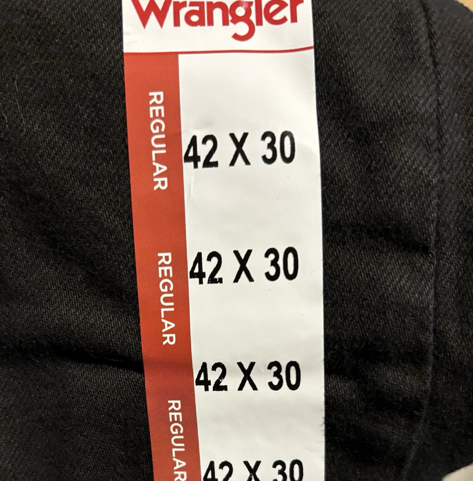 NWT Wrangler Regular Fit Black Denim Jeans Pants Mens Sz 42X30 Stretch