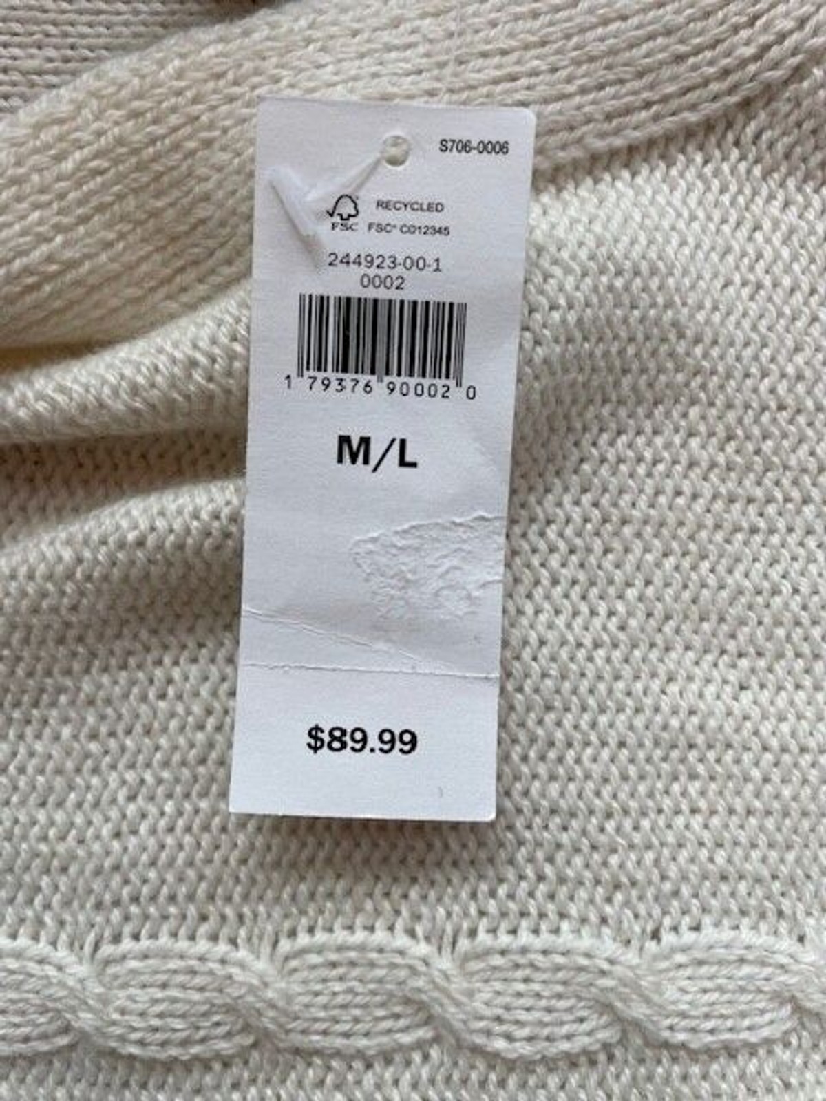 BANANA REPUBLIC Cable Knit Poncho Cape Sweater Oversized Ivory Sz M L XL Button