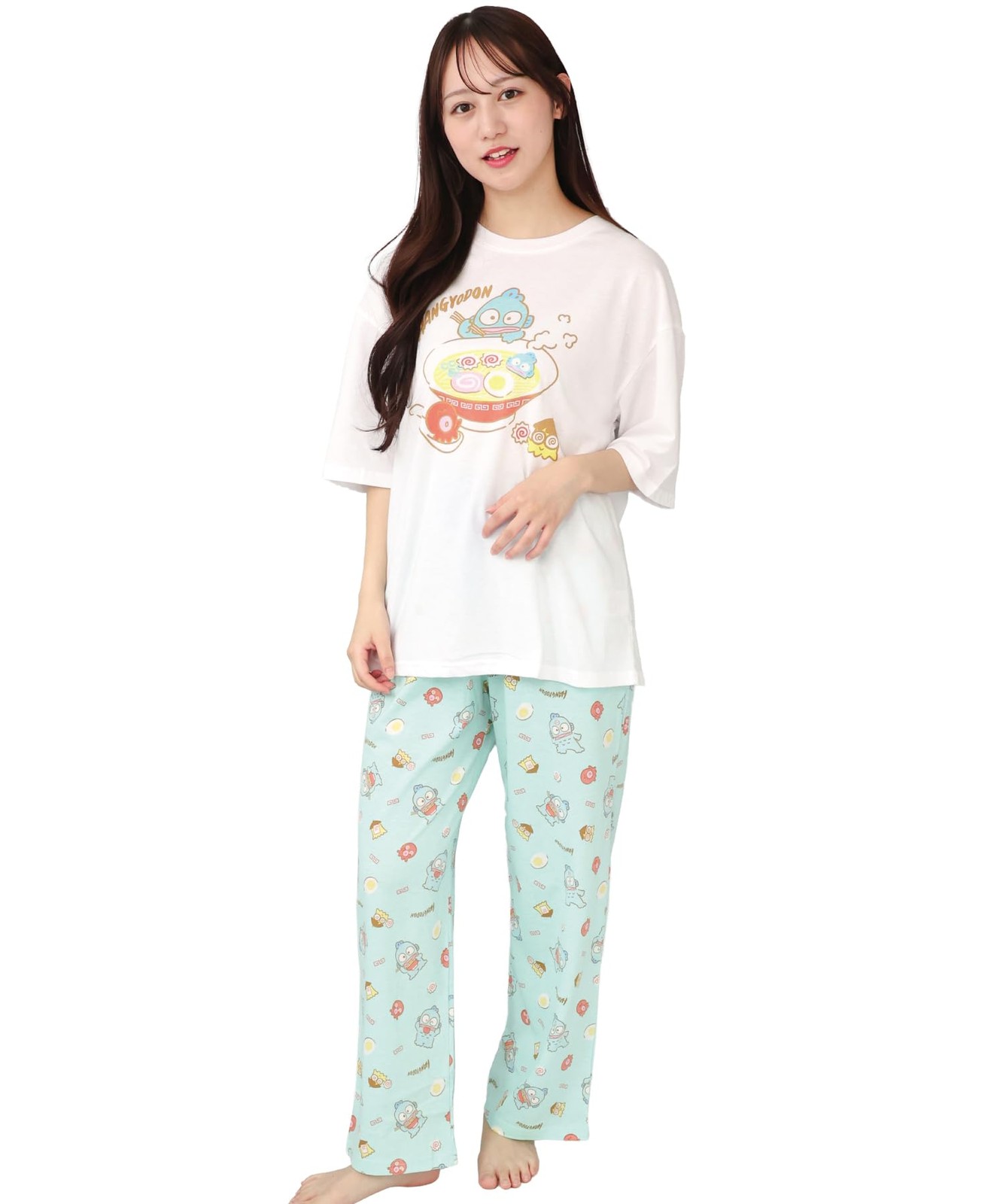Hangyodon pajamas, plain, Lady’s, short sleeves, long pants