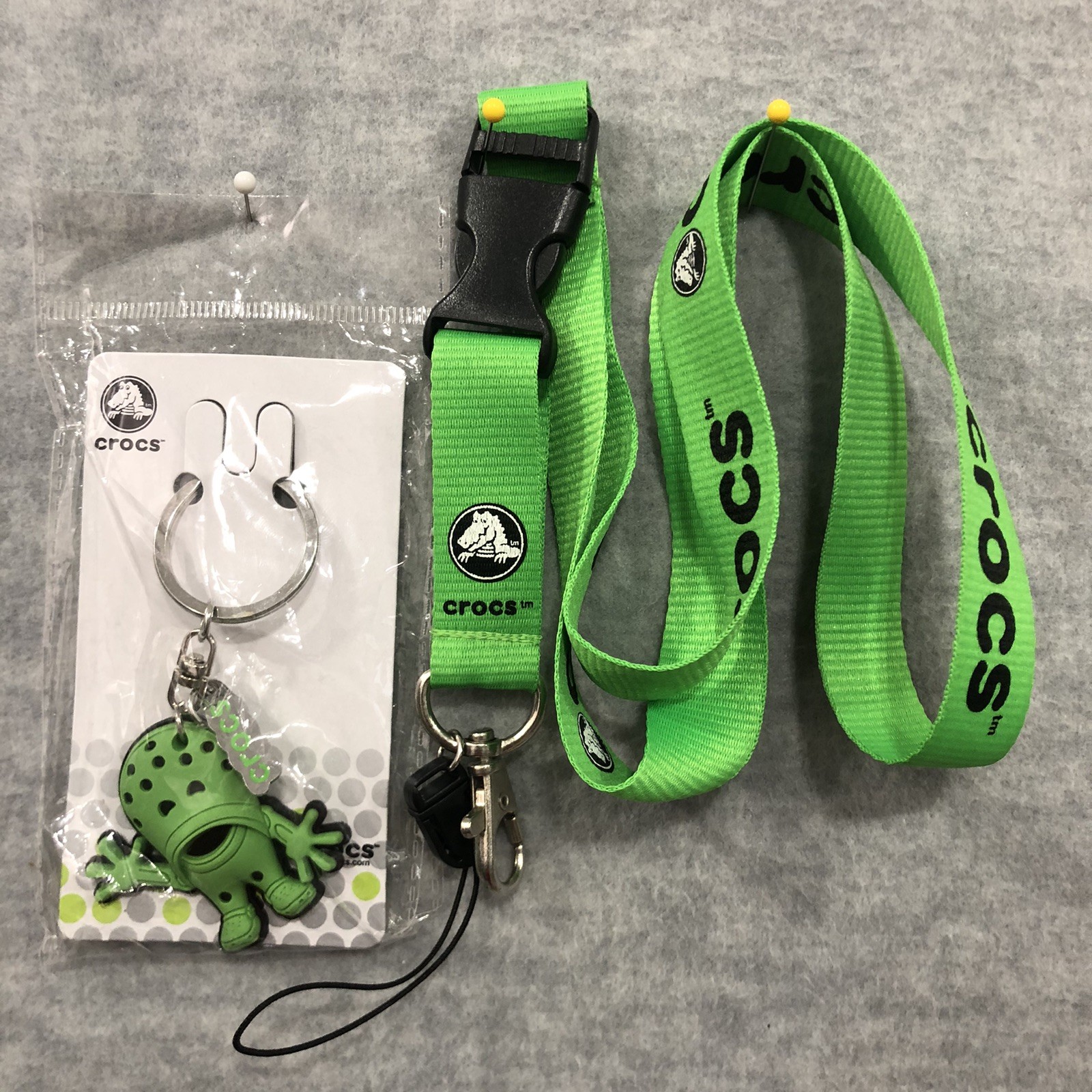 Crocs Croslite Guy Green Figure Keychain Promo Rare New + Green Crocs Lanyard
