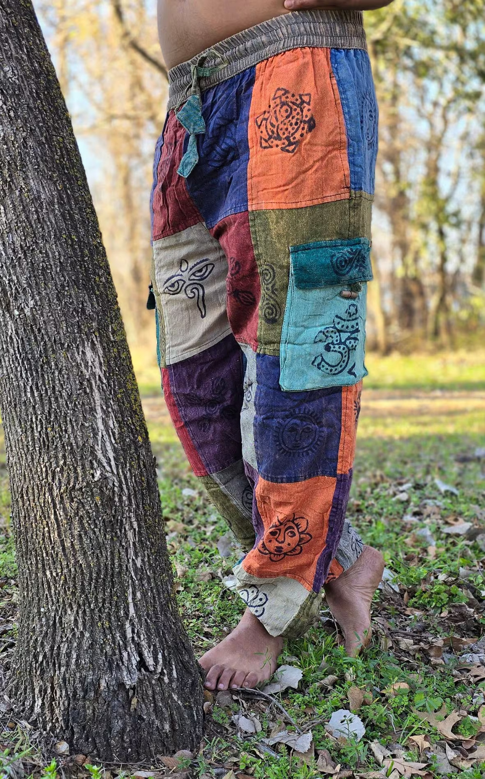 Organically Handmade Natural Stonewashed Hippie Colorful Hemp Comfortable Yoga P