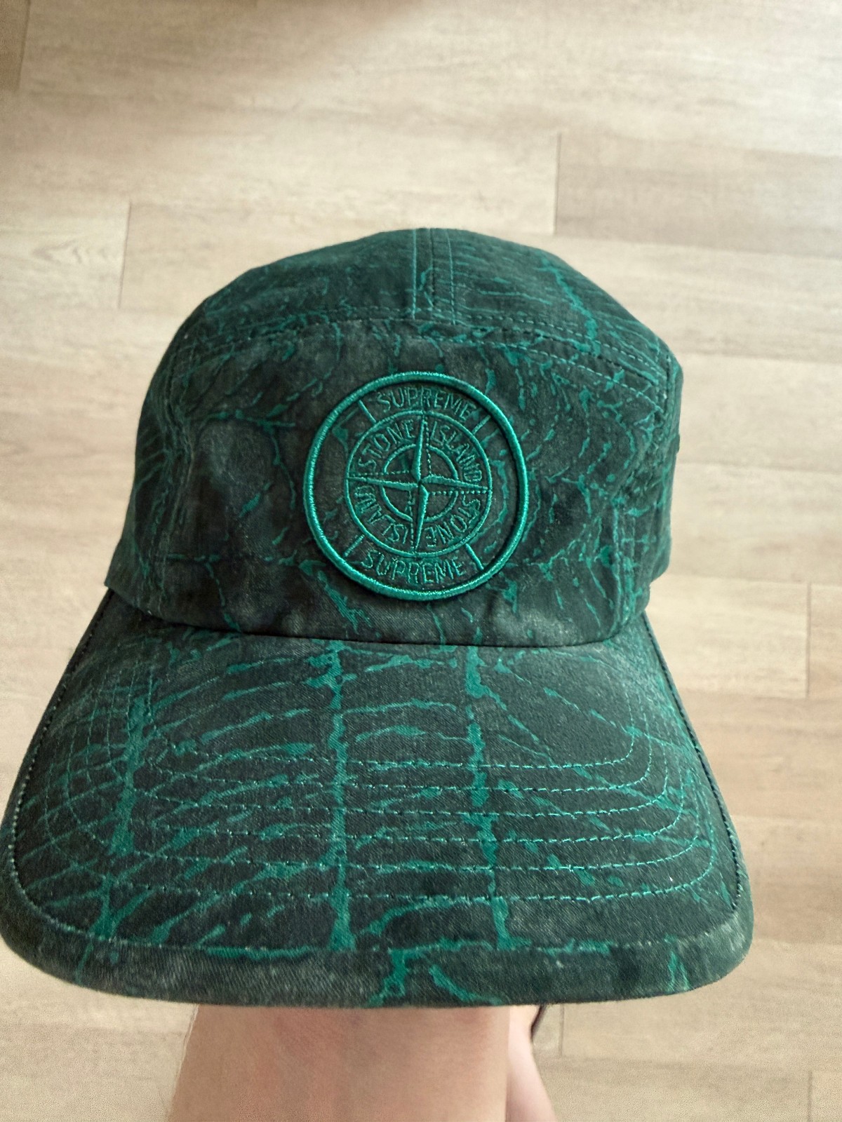 Supreme/Stone Island (FW23) Camp Cap Green Spider Web