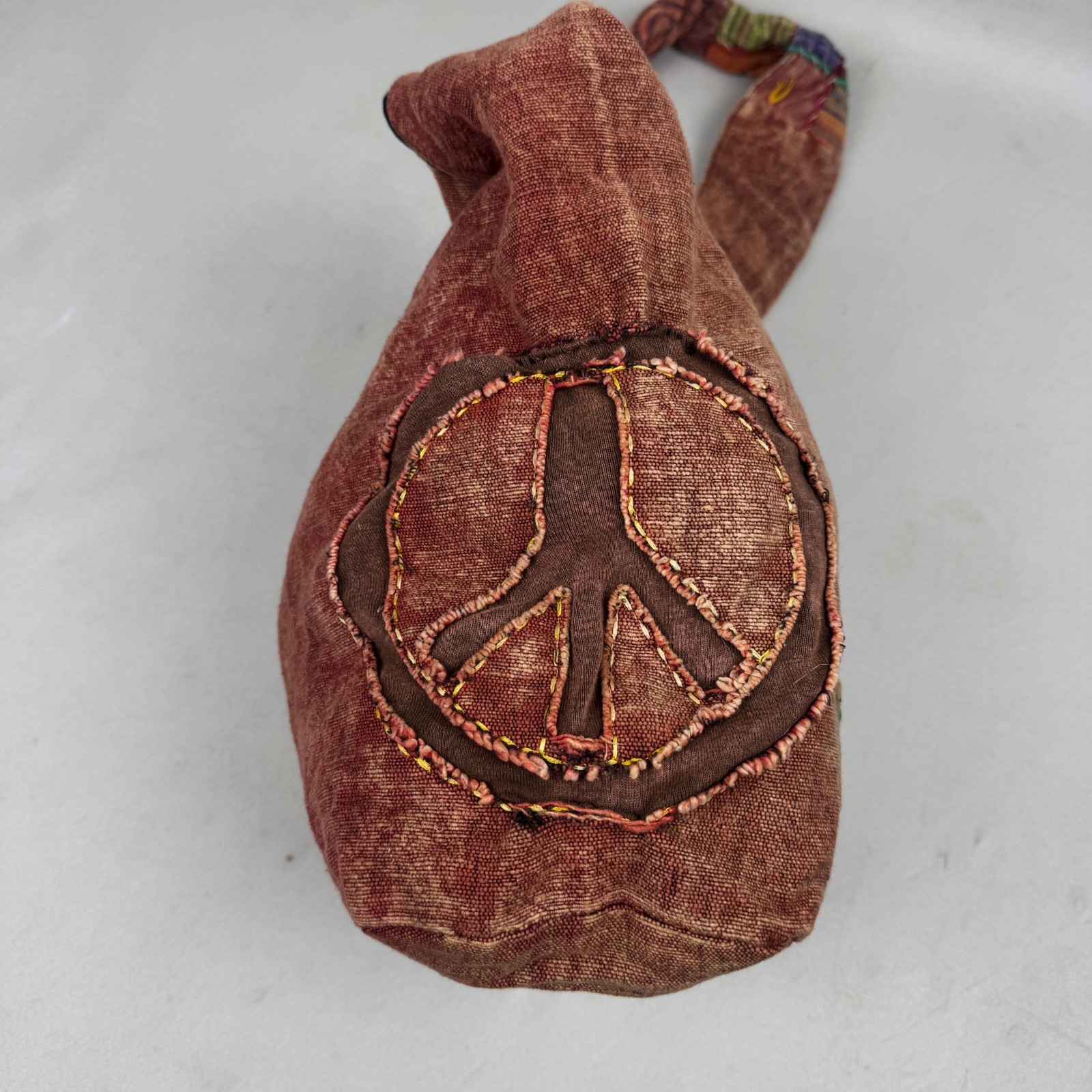 Vintage Hippie Patchwork Peace Sign Shoulder Bag Boho Festival Gypsy Tote