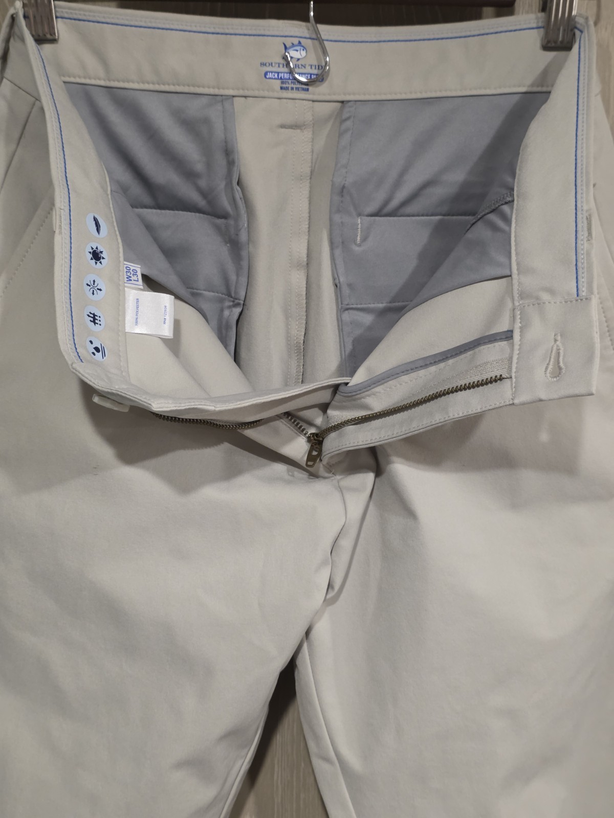SOUTHERN TIDE Jack Performance Pants Men’s 30×30 Tan Flat Front Polyester