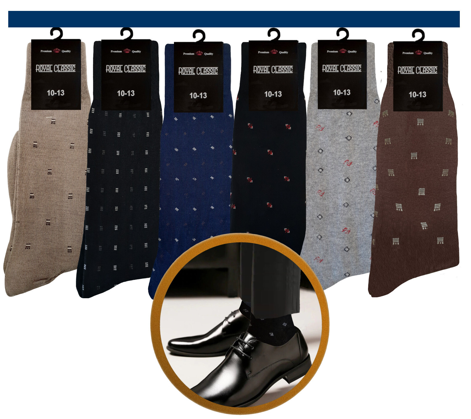 12 Pk Dress Socks 12 DIFFERENT DESIGNS Cotton Socks 10-13 TRUE TO SIZE