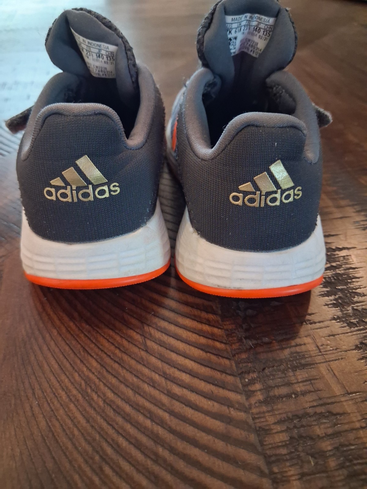 adidas Duramo SL I Kids Hook & Loop Mesh Sneakers Gray/Orange US 7K