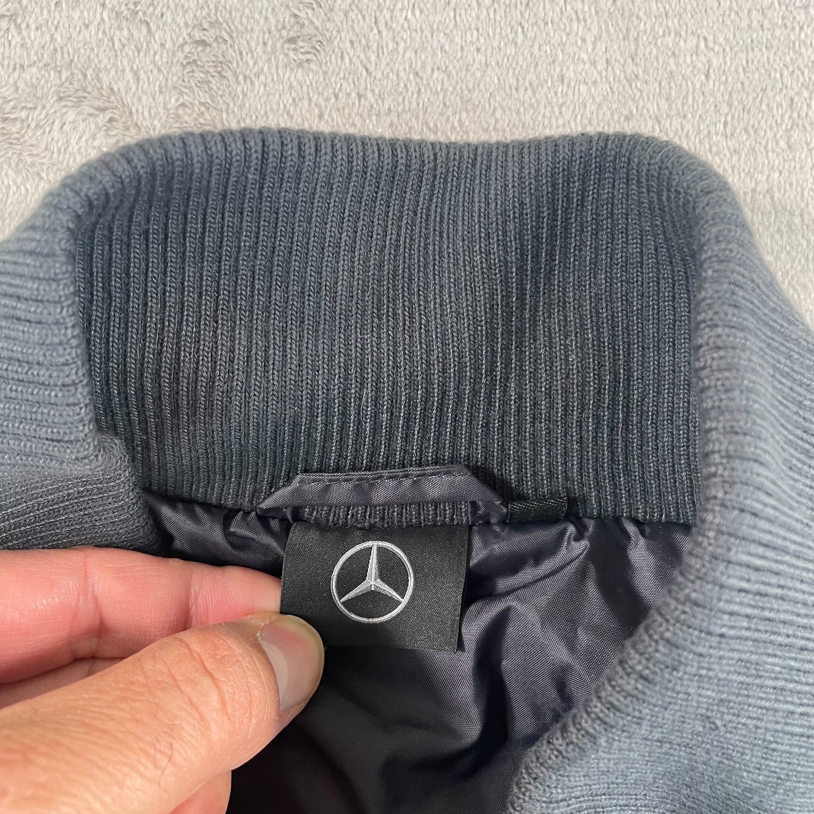 Mercedes Benz Drivers Bomber Jacket Men XL Dark Grey Full Zip Logo NWT $395