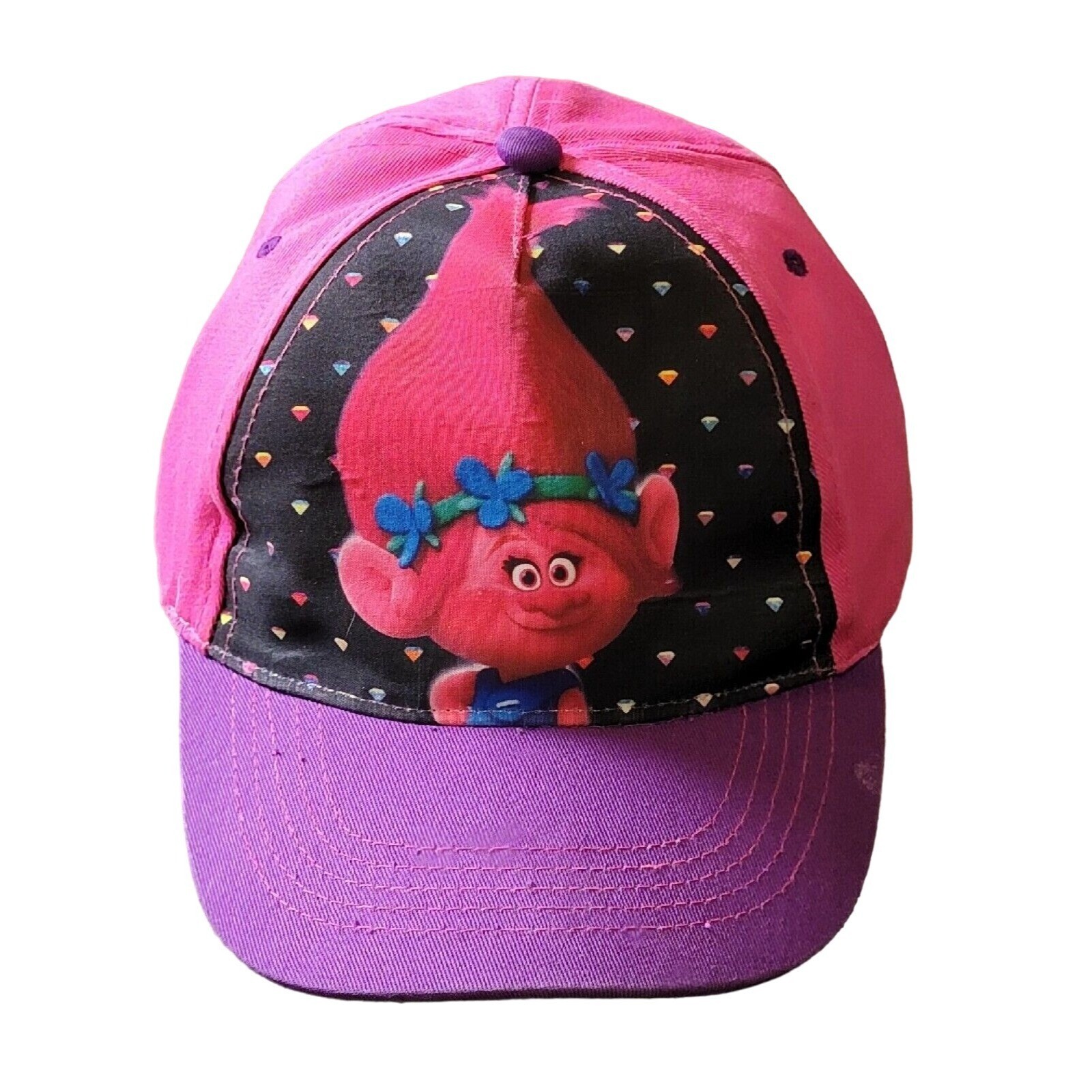 Dreamworks Trolls Girls Pink Purple Baseball Hat Adjustable Strapback Cap